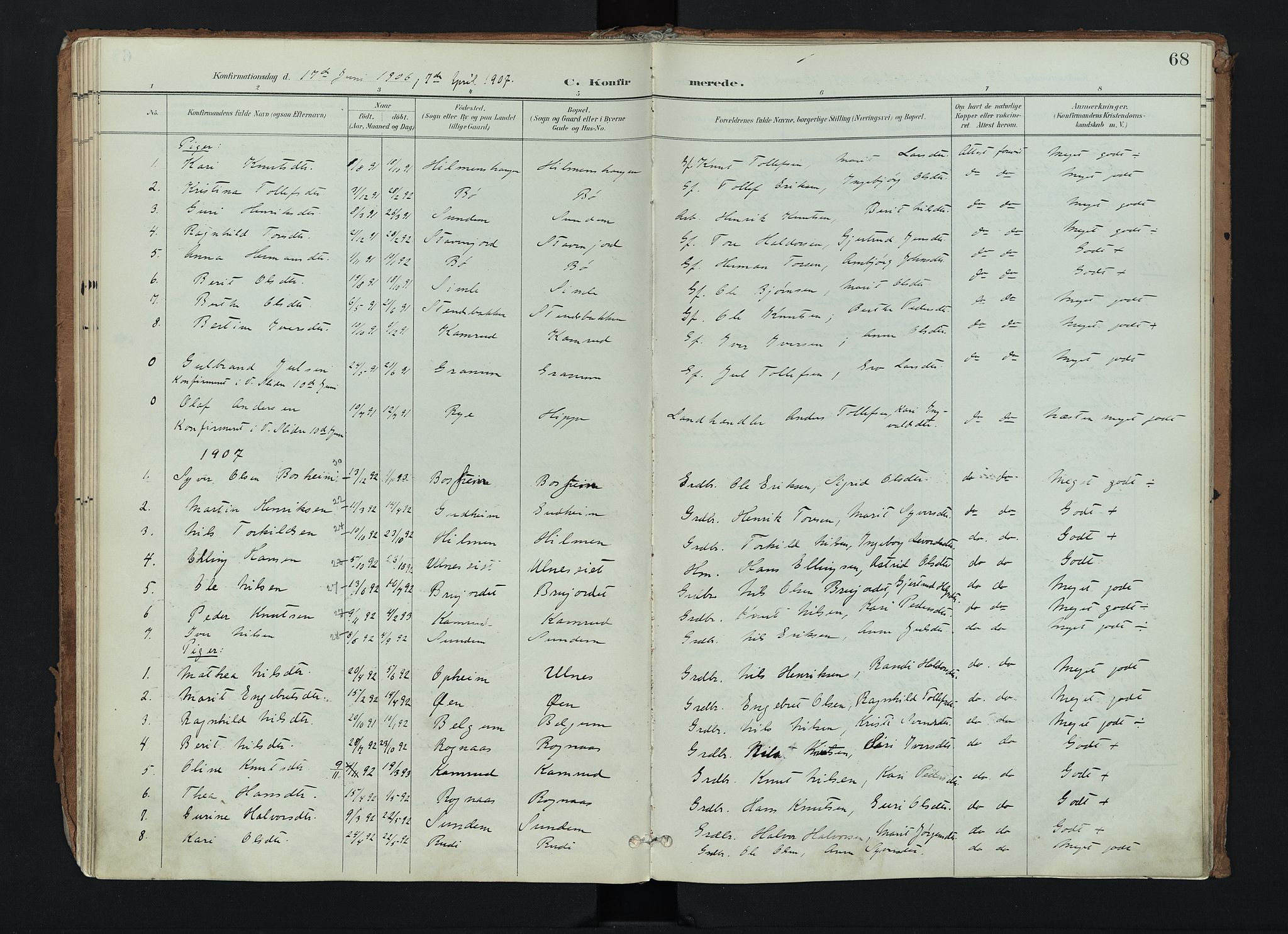 Nord-Aurdal prestekontor, SAH/PREST-132/H/Ha/Haa/L0017: Parish register (official) no. 17, 1897-1926, p. 68