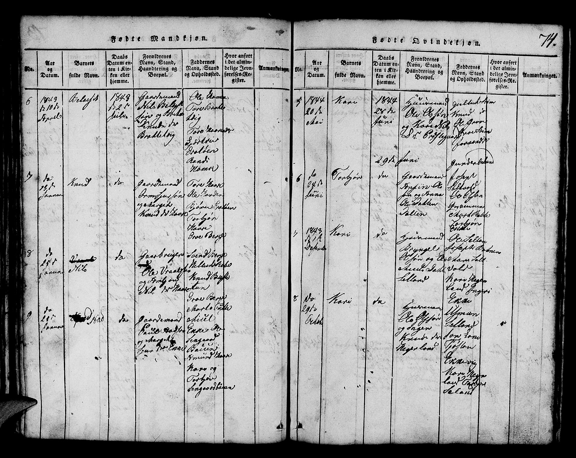 Røldal sokneprestembete, SAB/A-100247: Parish register (copy) no. A 1, 1817-1860, p. 74
