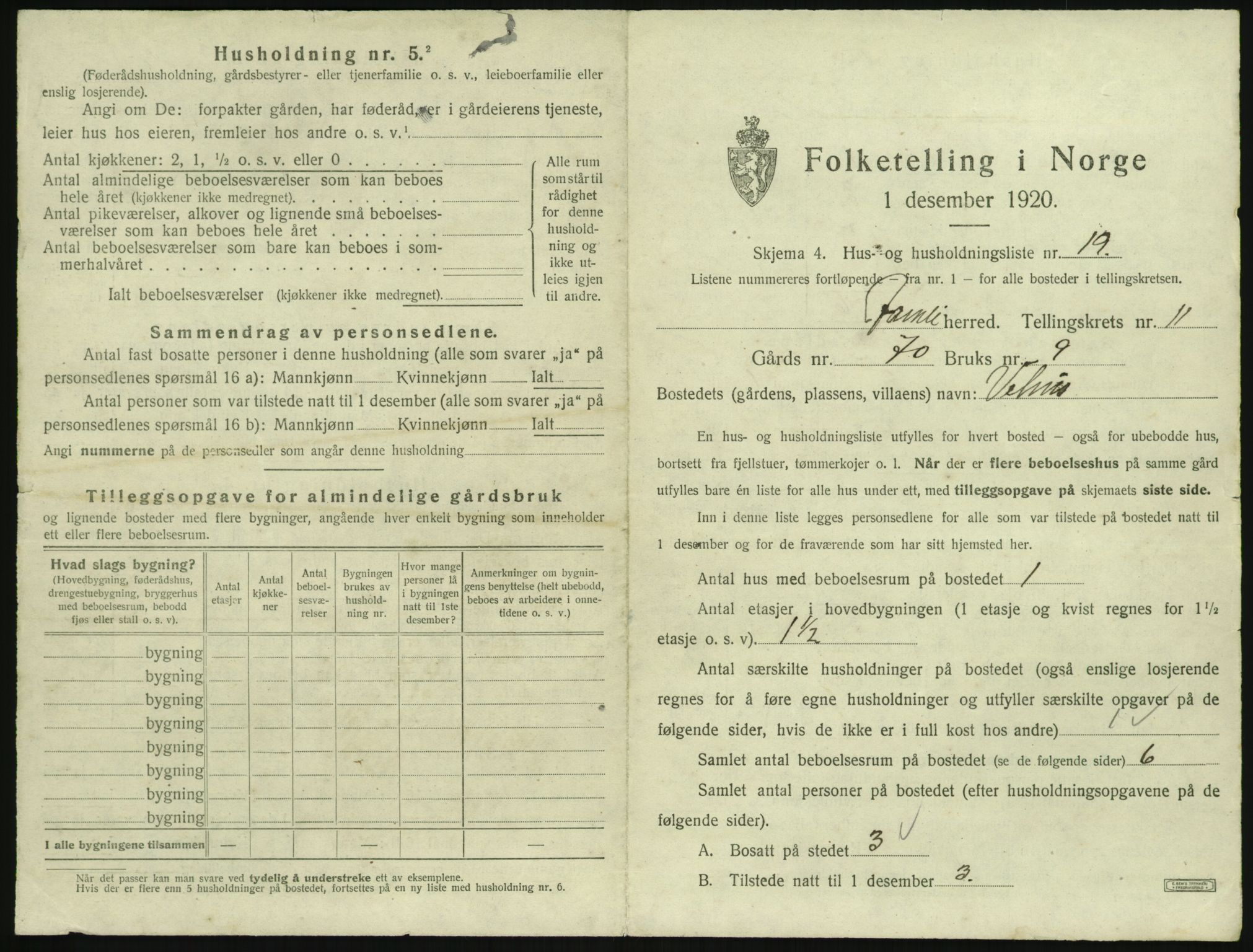 SAK, 1920 census for Åmli, 1920, p. 681