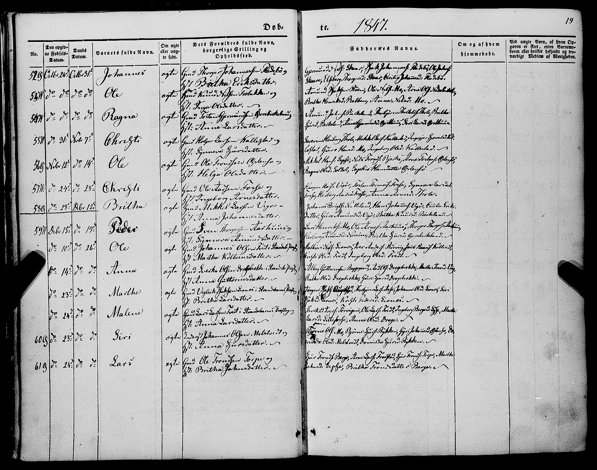 Kvam sokneprestembete, AV/SAB-A-76201/H/Haa: Parish register (official) no. A 8, 1844-1863, p. 19