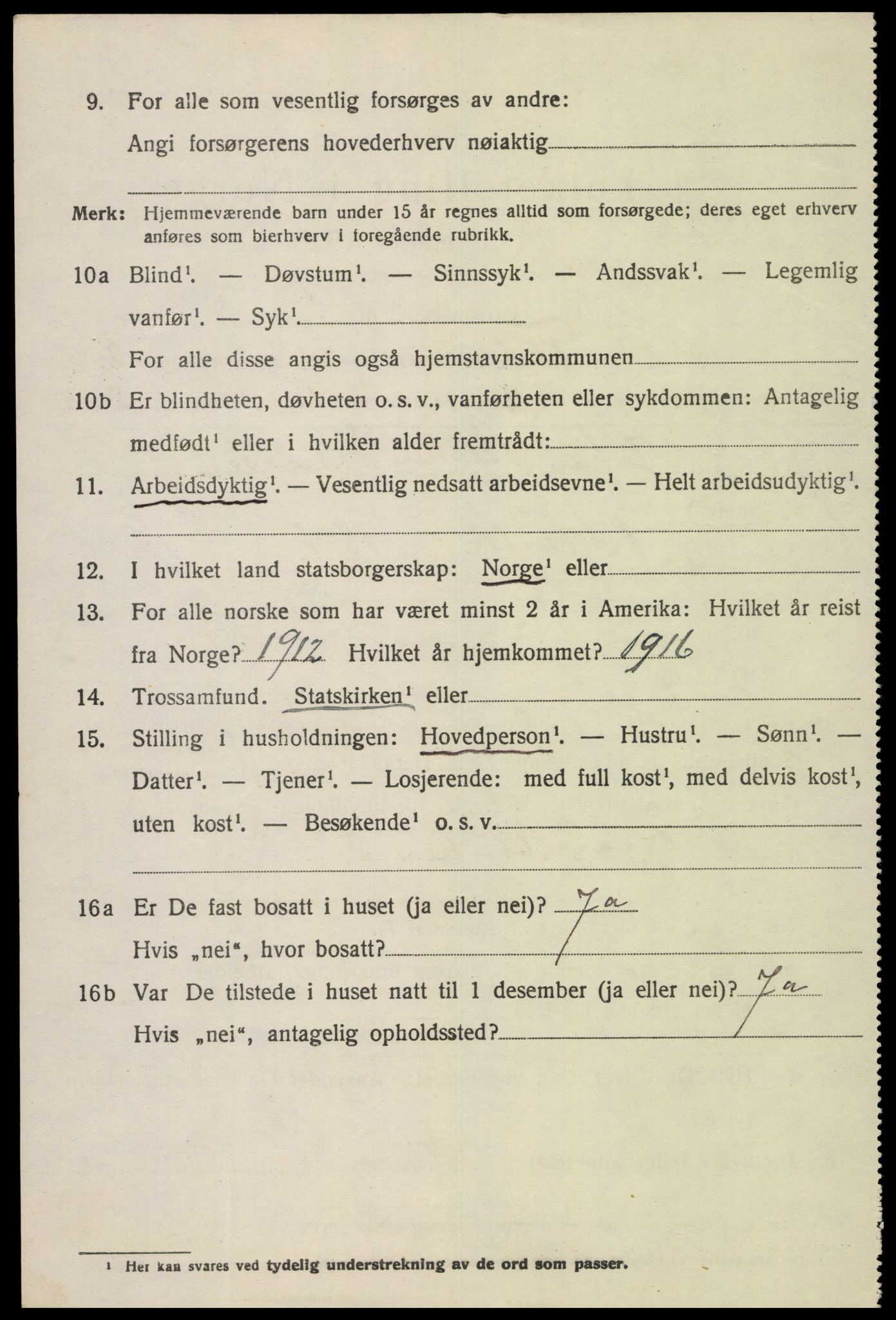 SAK, 1920 census for Feda, 1920, p. 1160