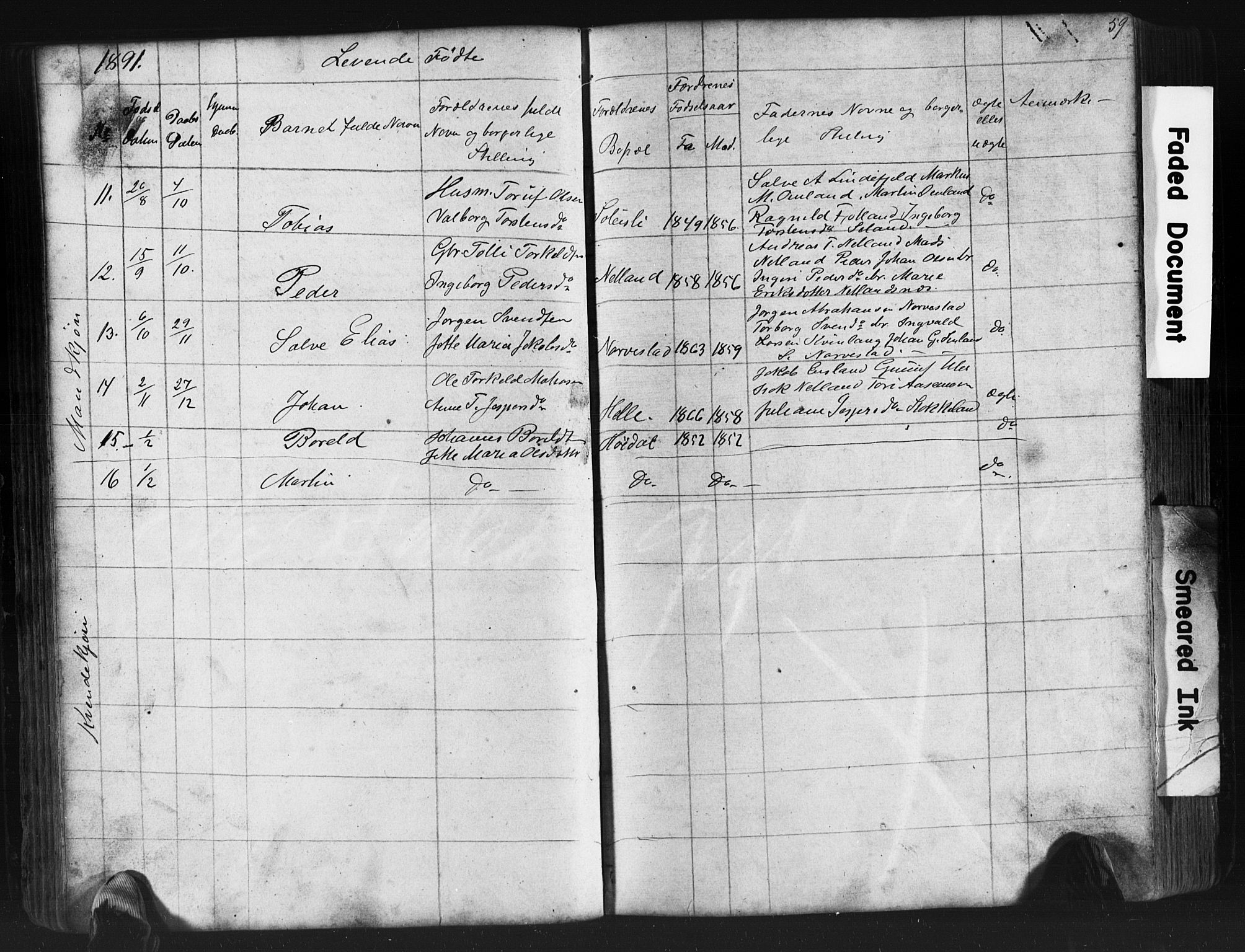 Fjotland sokneprestkontor, AV/SAK-1111-0010/F/Fb/L0003: Parish register (copy) no. B 3, 1872-1924, p. 59