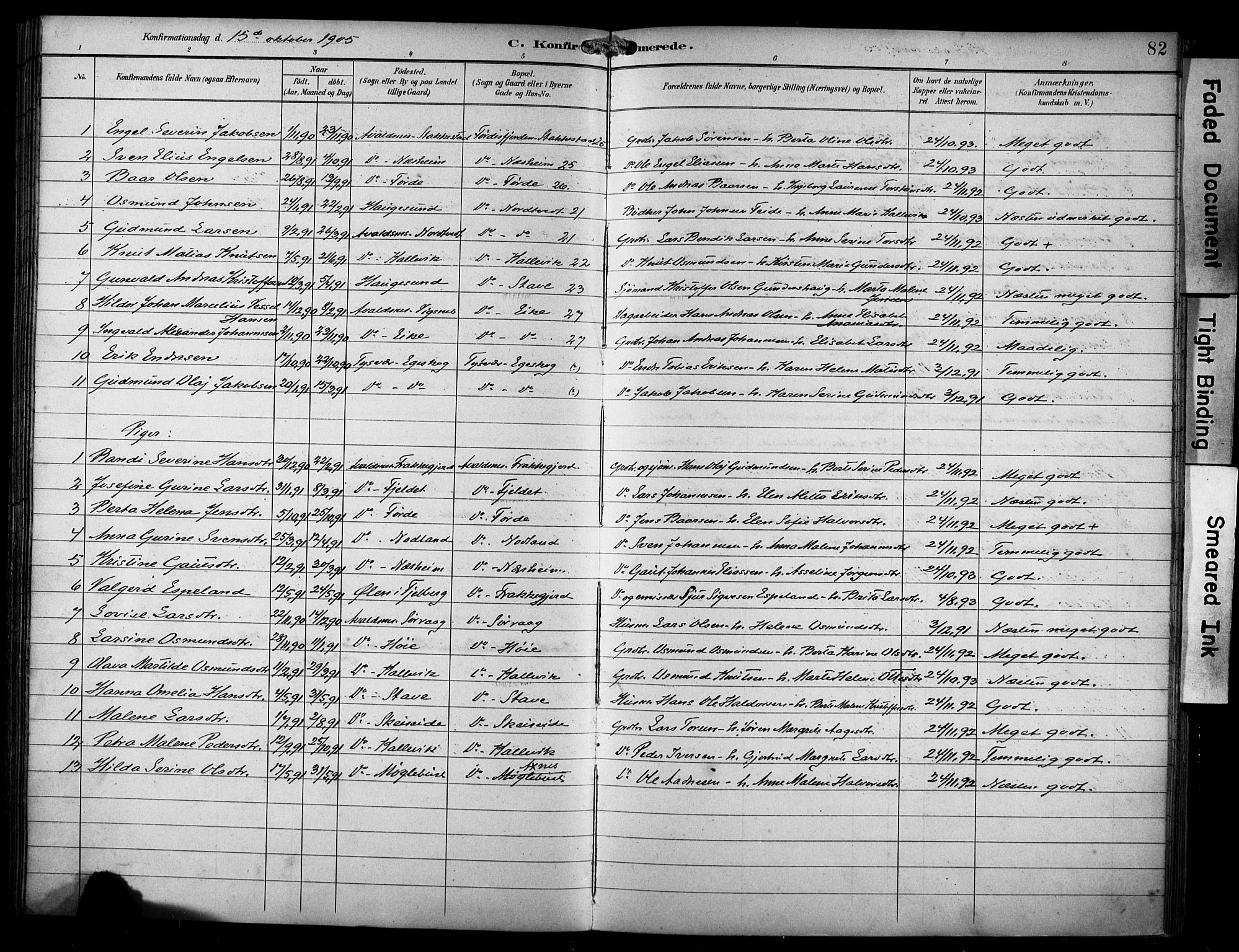 Avaldsnes sokneprestkontor, SAST/A -101851/H/Ha/Haa/L0016: Parish register (official) no. A 16, 1893-1918, p. 82