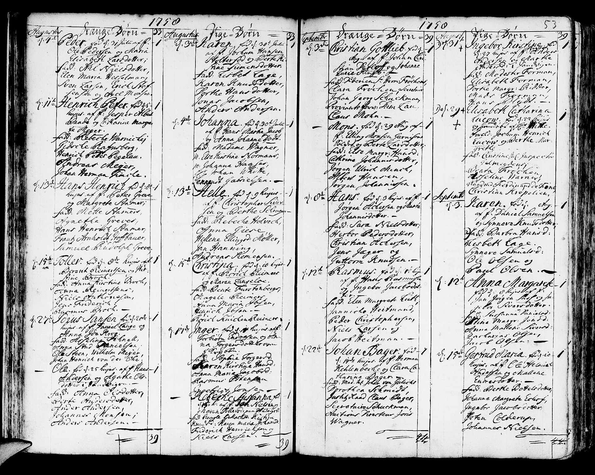 Korskirken sokneprestembete, SAB/A-76101/H/Haa/L0005: Parish register (official) no. A 5, 1751-1789, p. 53