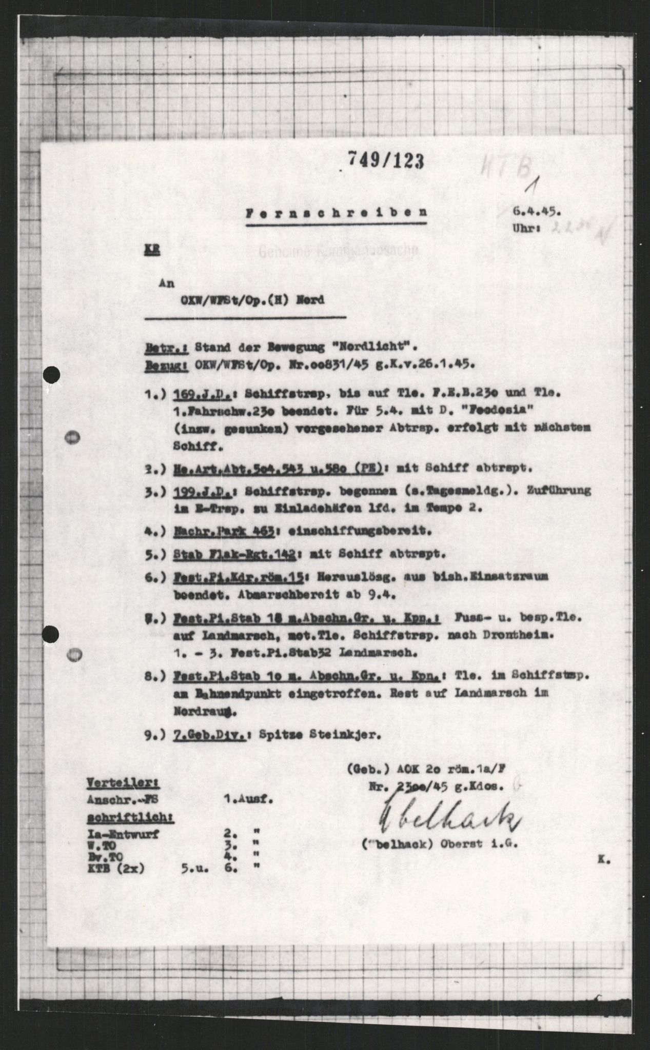 Forsvarets Overkommando. 2 kontor. Arkiv 11.4. Spredte tyske arkivsaker, AV/RA-RAFA-7031/D/Dar/Dara/L0009: Krigsdagbøker for 20. Gebirgs-Armee-Oberkommando (AOK 20), 1940-1945, p. 106