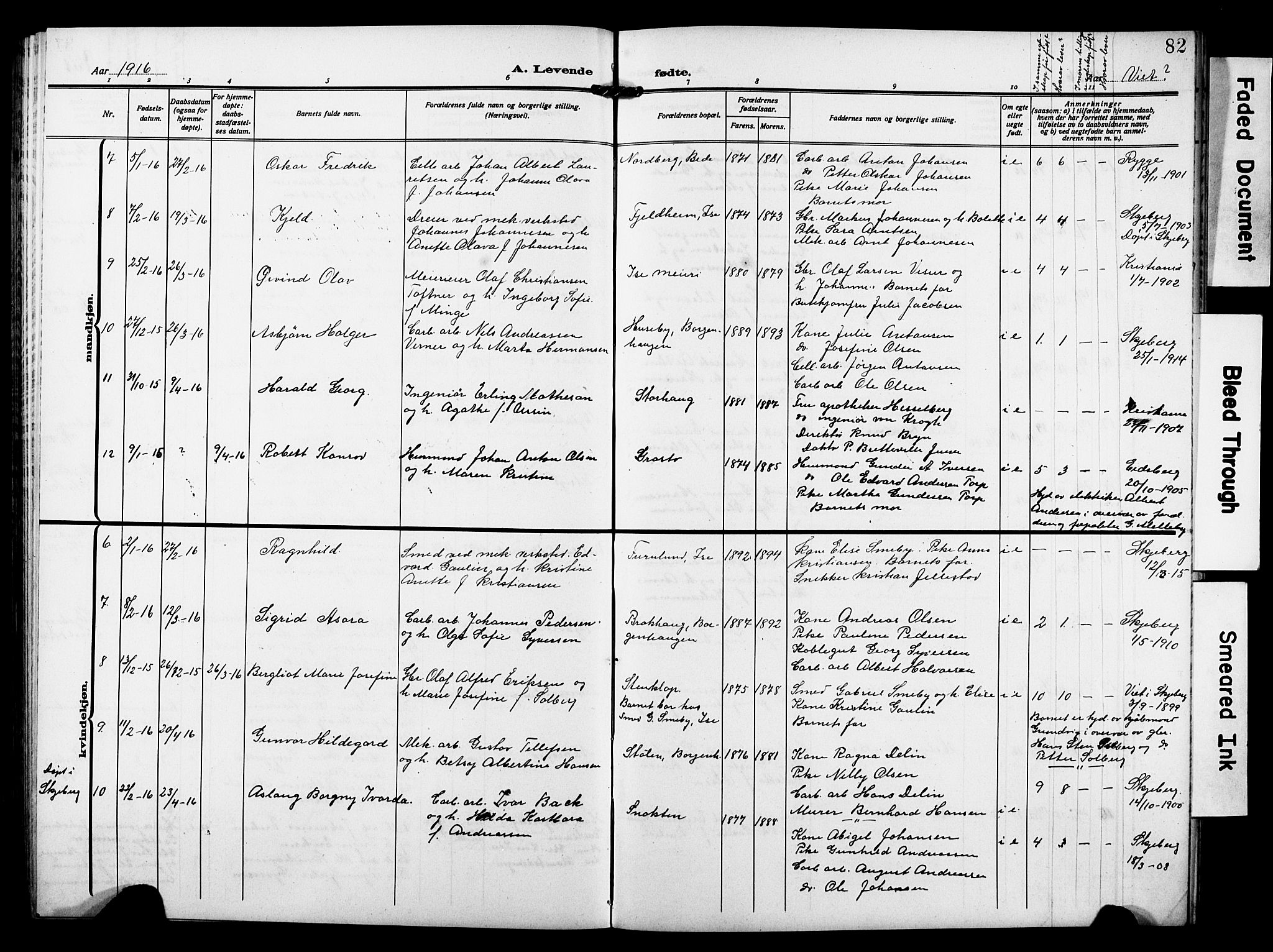 Skjeberg prestekontor Kirkebøker, AV/SAO-A-10923/G/Gd/L0001: Parish register (copy) no. IV 1, 1907-1917, p. 82
