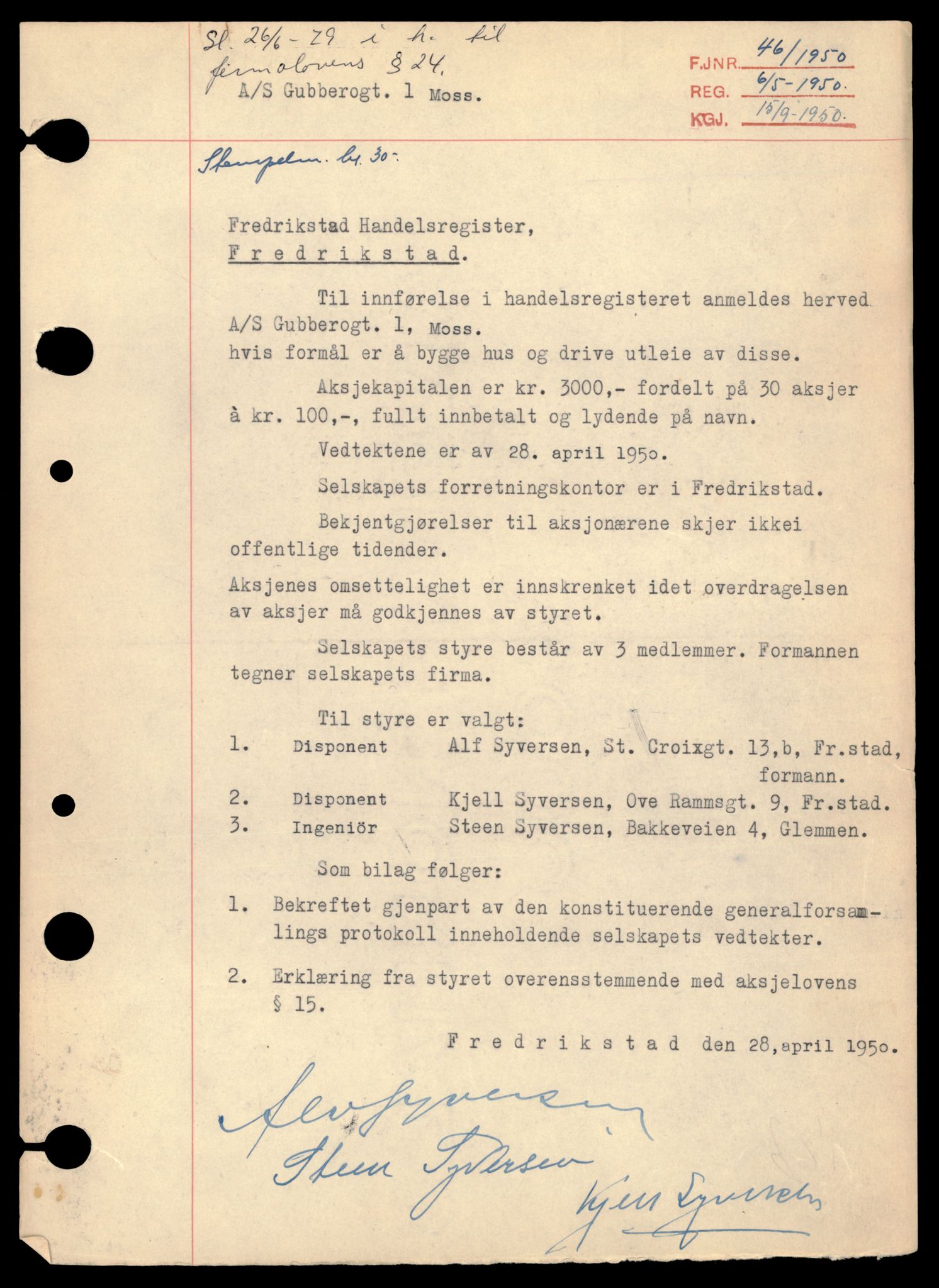 Fredrikstad tingrett, AV/SAT-A-10473/K/Kb/Kba/L0017: Enkeltmannsforetak, aksjeselskap og andelslag, Gu-Hann, 1944-1990, p. 1