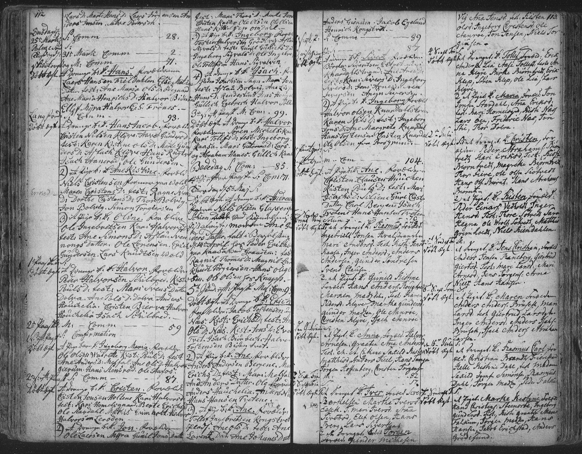 Solum kirkebøker, AV/SAKO-A-306/F/Fa/L0003: Parish register (official) no. I 3, 1761-1814, p. 112-113