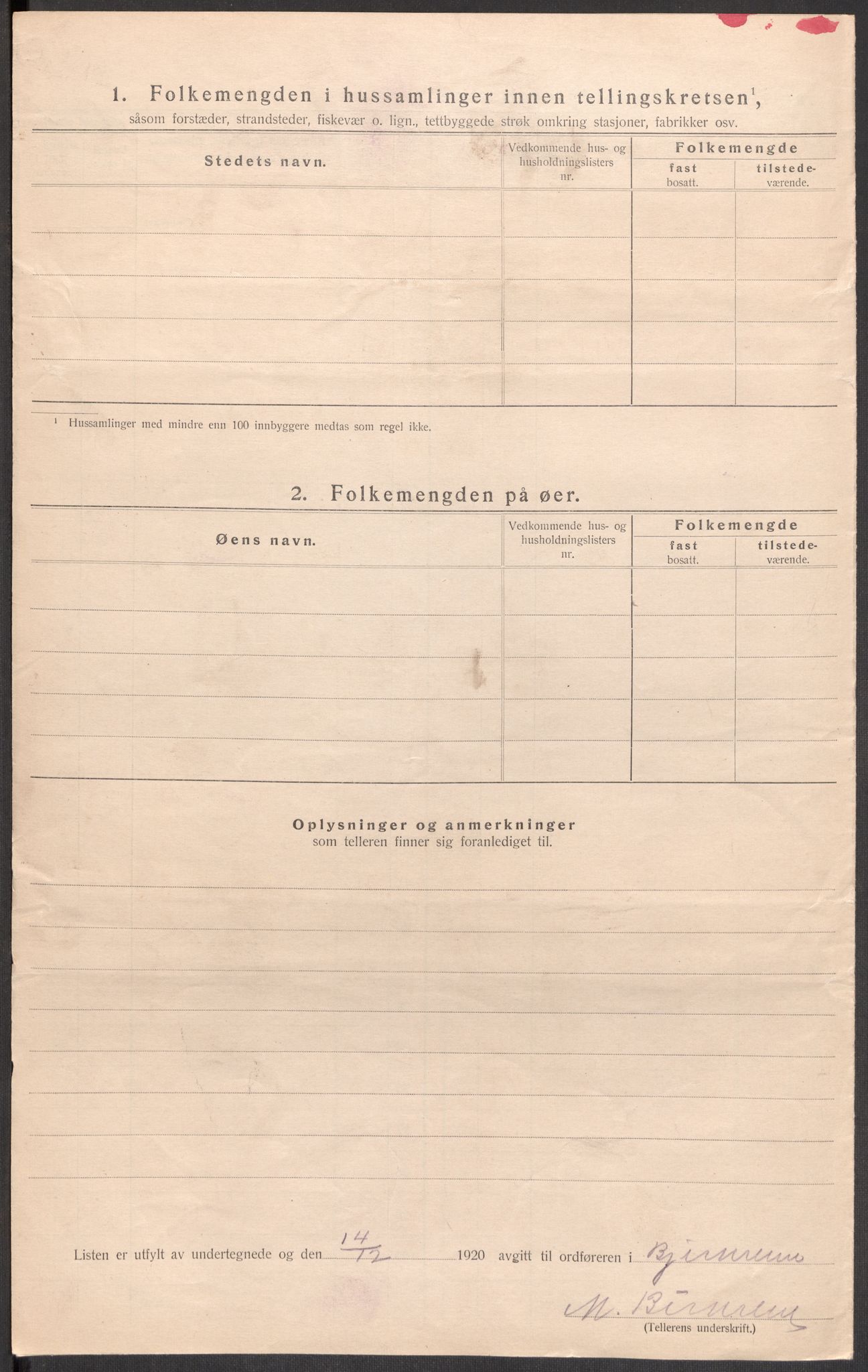 SAST, 1920 census for Bjerkreim, 1920, p. 18