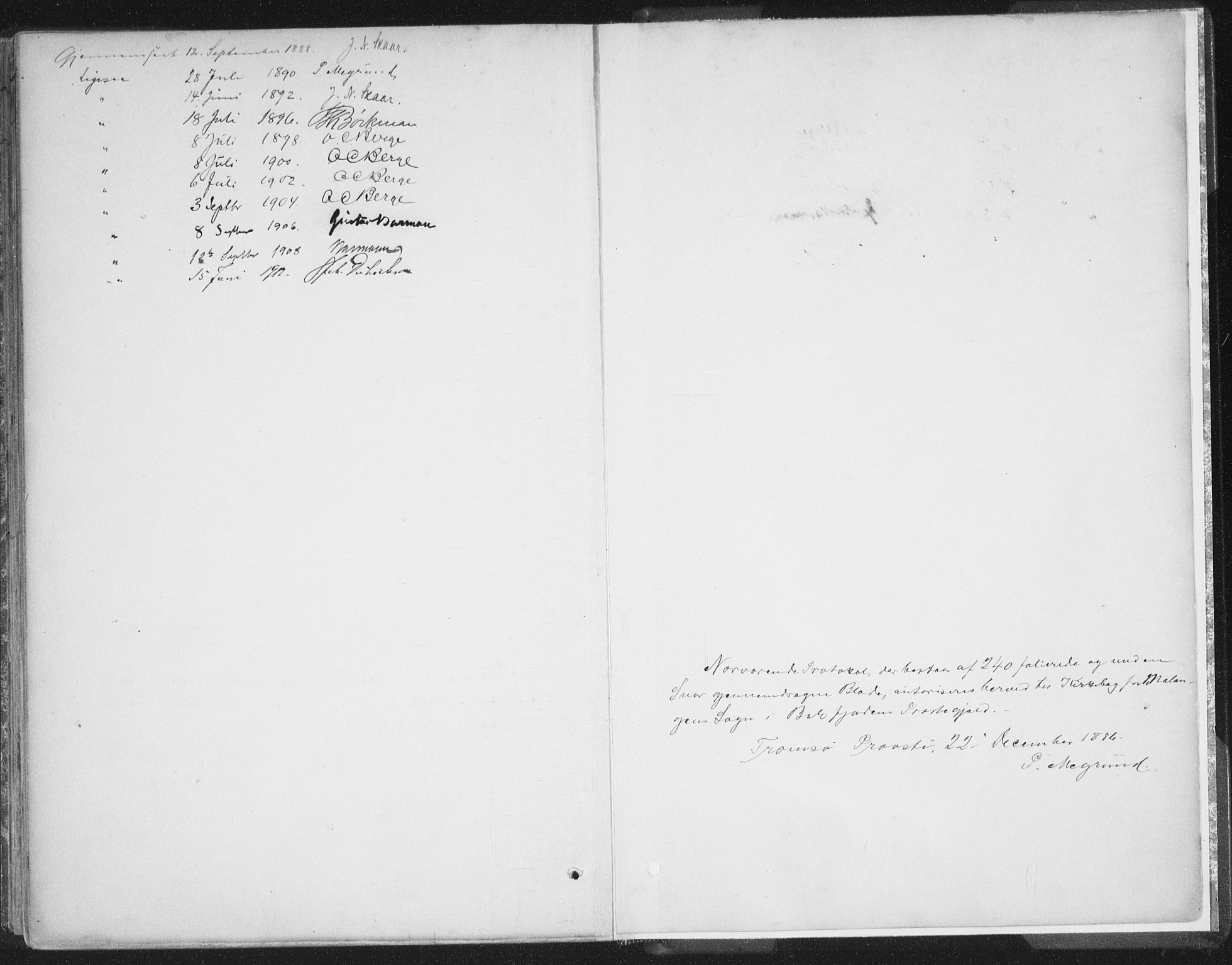 Balsfjord sokneprestembete, SATØ/S-1303/G/Ga/L0007kirke: Parish register (official) no. 7, 1887-1909