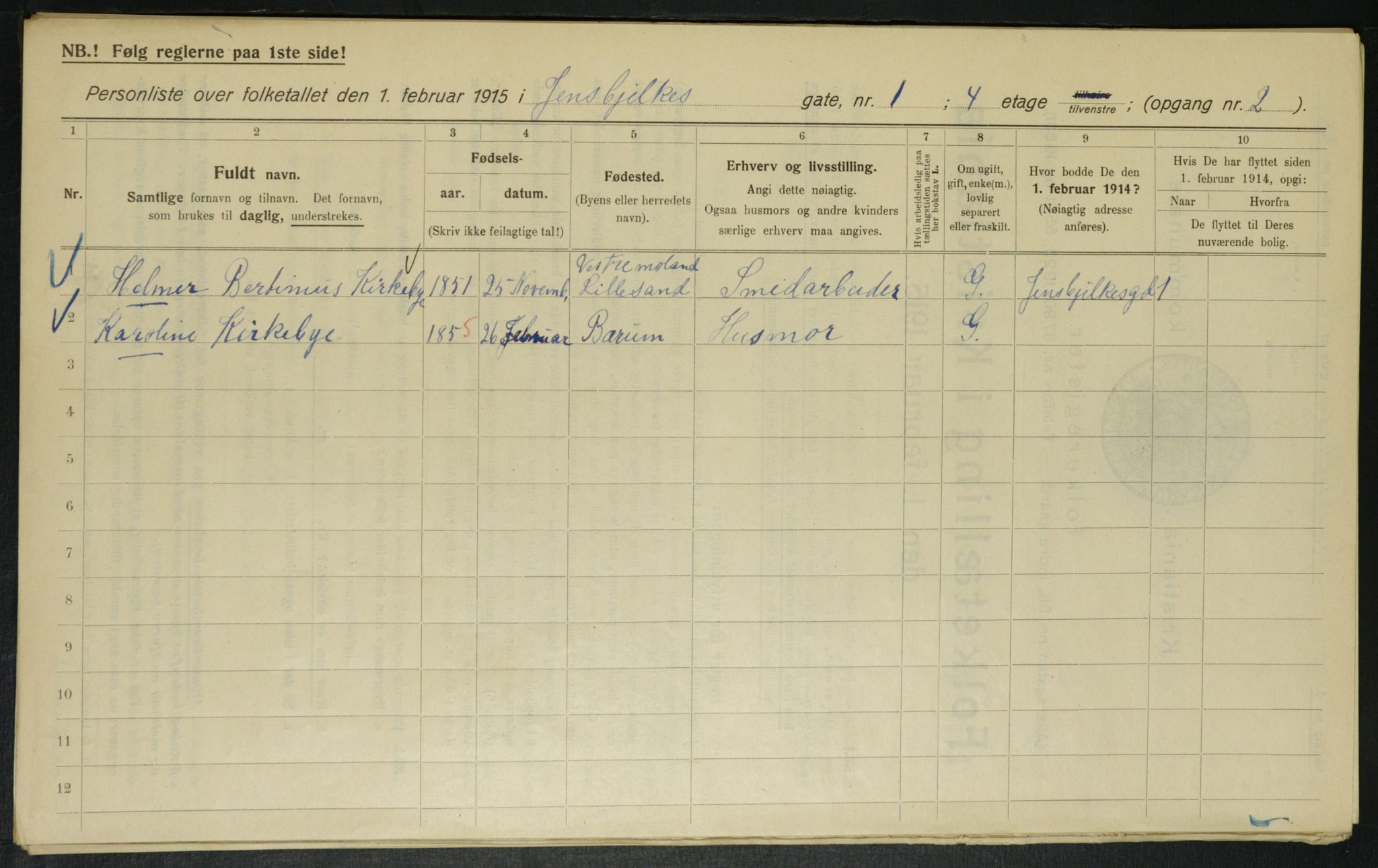 OBA, Municipal Census 1915 for Kristiania, 1915, p. 45005