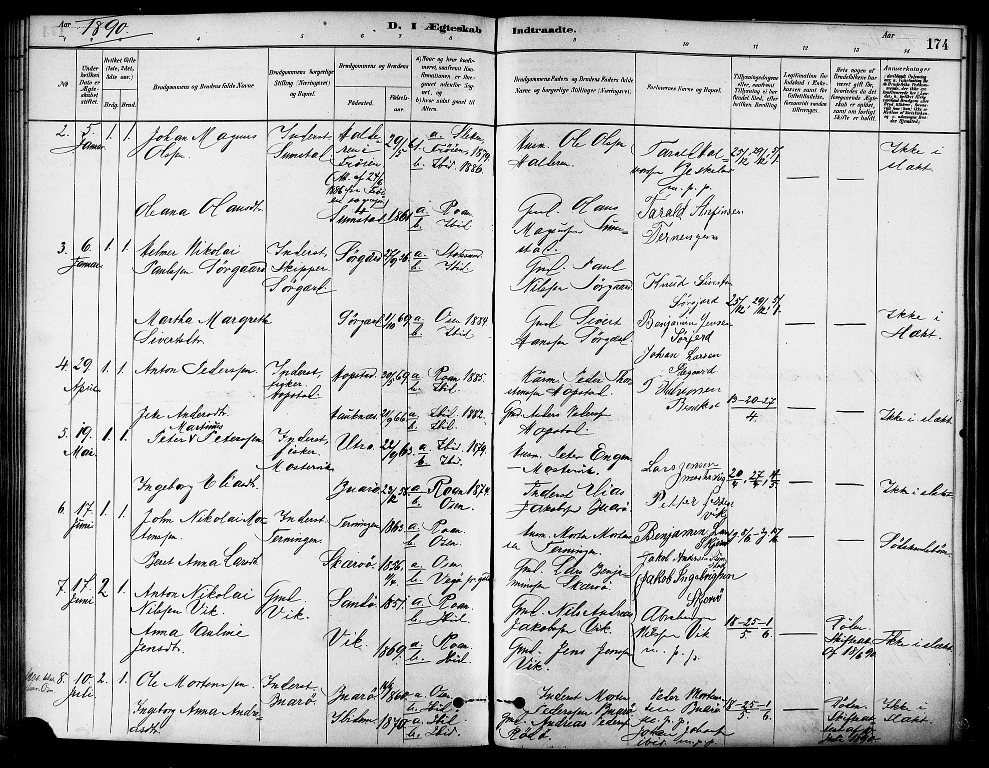 Ministerialprotokoller, klokkerbøker og fødselsregistre - Sør-Trøndelag, SAT/A-1456/657/L0707: Parish register (official) no. 657A08, 1879-1893, p. 174