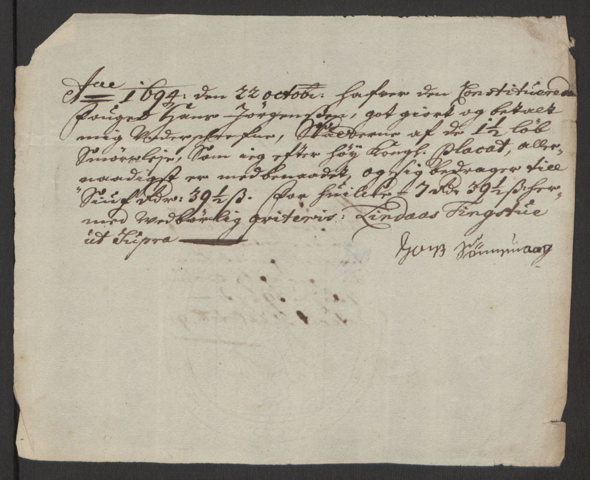 Rentekammeret inntil 1814, Reviderte regnskaper, Fogderegnskap, AV/RA-EA-4092/R51/L3182: Fogderegnskap Nordhordland og Voss, 1694, p. 312