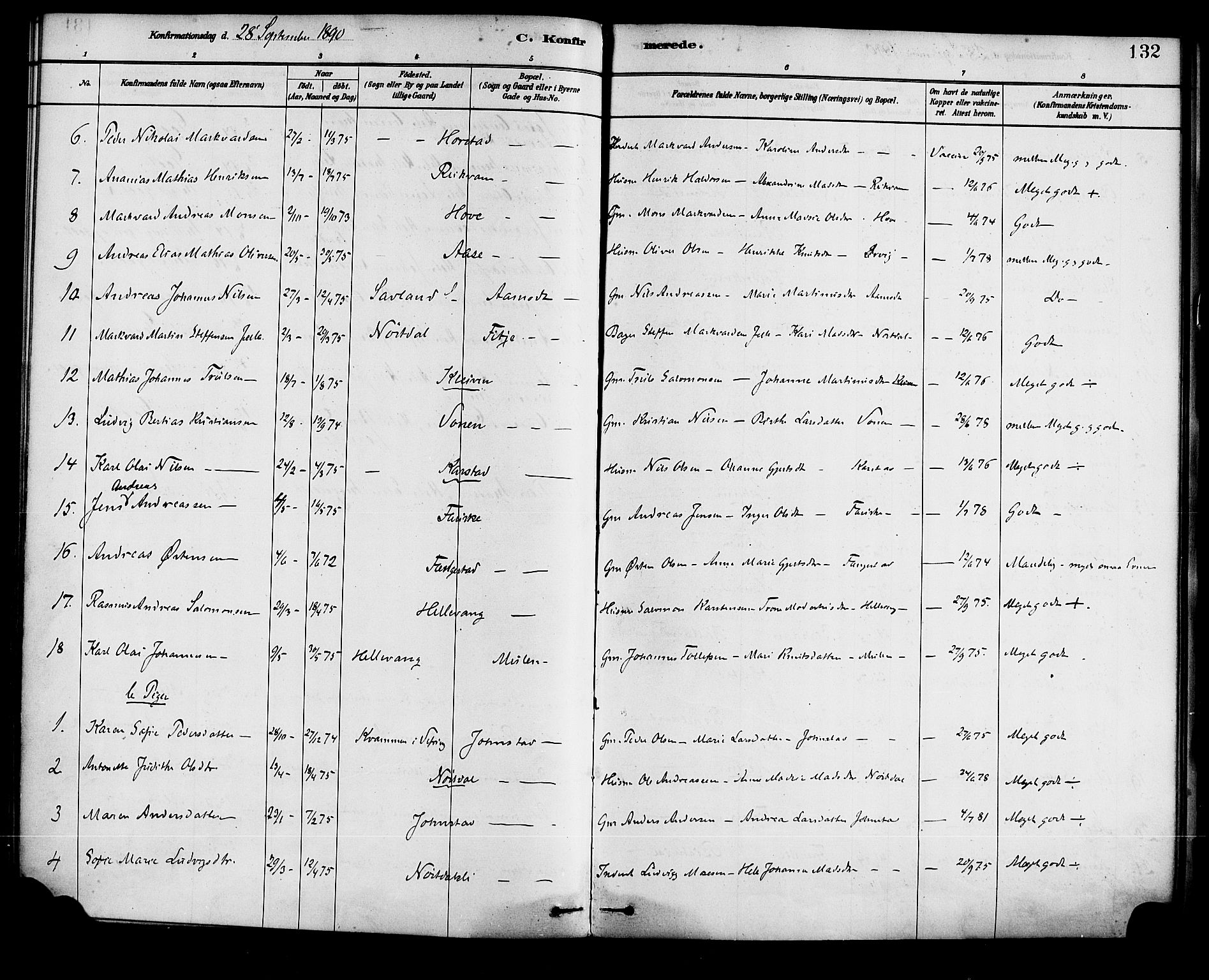 Førde sokneprestembete, SAB/A-79901/H/Haa/Haad/L0001: Parish register (official) no. D 1, 1881-1898, p. 132