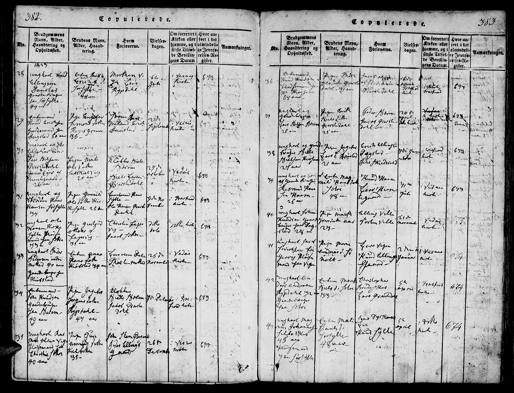 Ministerialprotokoller, klokkerbøker og fødselsregistre - Møre og Romsdal, AV/SAT-A-1454/541/L0544: Parish register (official) no. 541A01, 1818-1847, p. 382-383