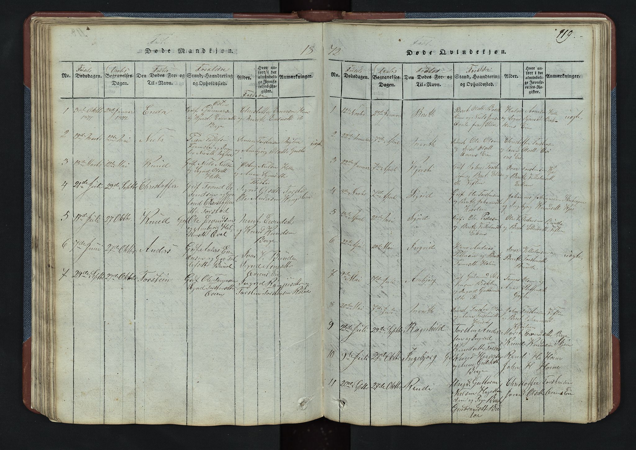 Vang prestekontor, Valdres, SAH/PREST-140/H/Hb/L0003: Parish register (copy) no. 3, 1814-1892, p. 119
