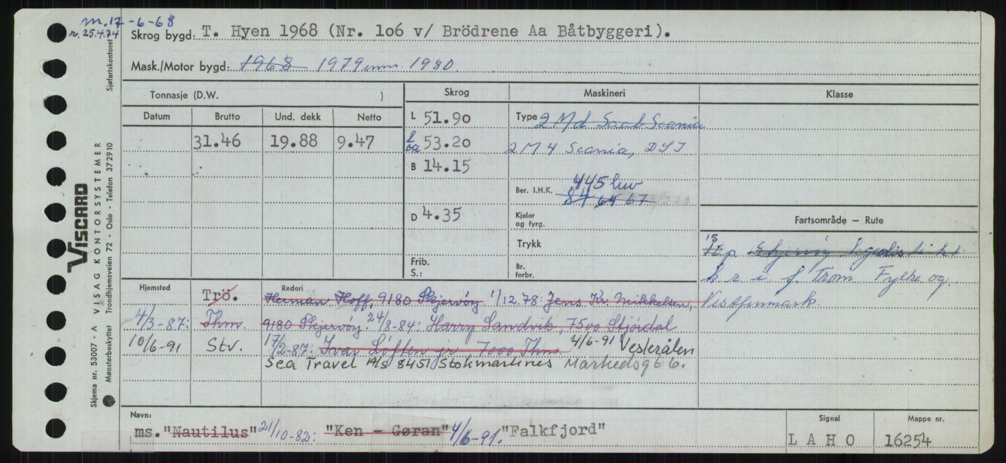 Sjøfartsdirektoratet med forløpere, Skipsmålingen, RA/S-1627/H/Ha/L0002/0001: Fartøy, Eik-Hill / Fartøy, Eik-F, p. 283