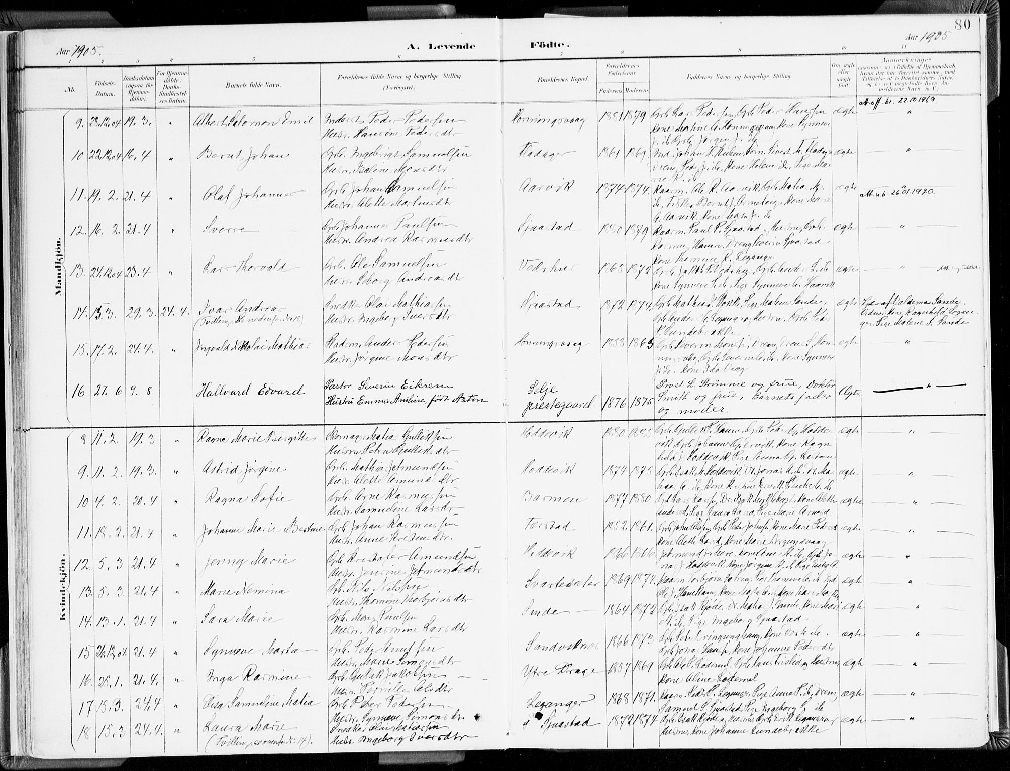 Selje sokneprestembete, SAB/A-99938/H/Ha/Haa/Haab: Parish register (official) no. B 2, 1891-1907, p. 80