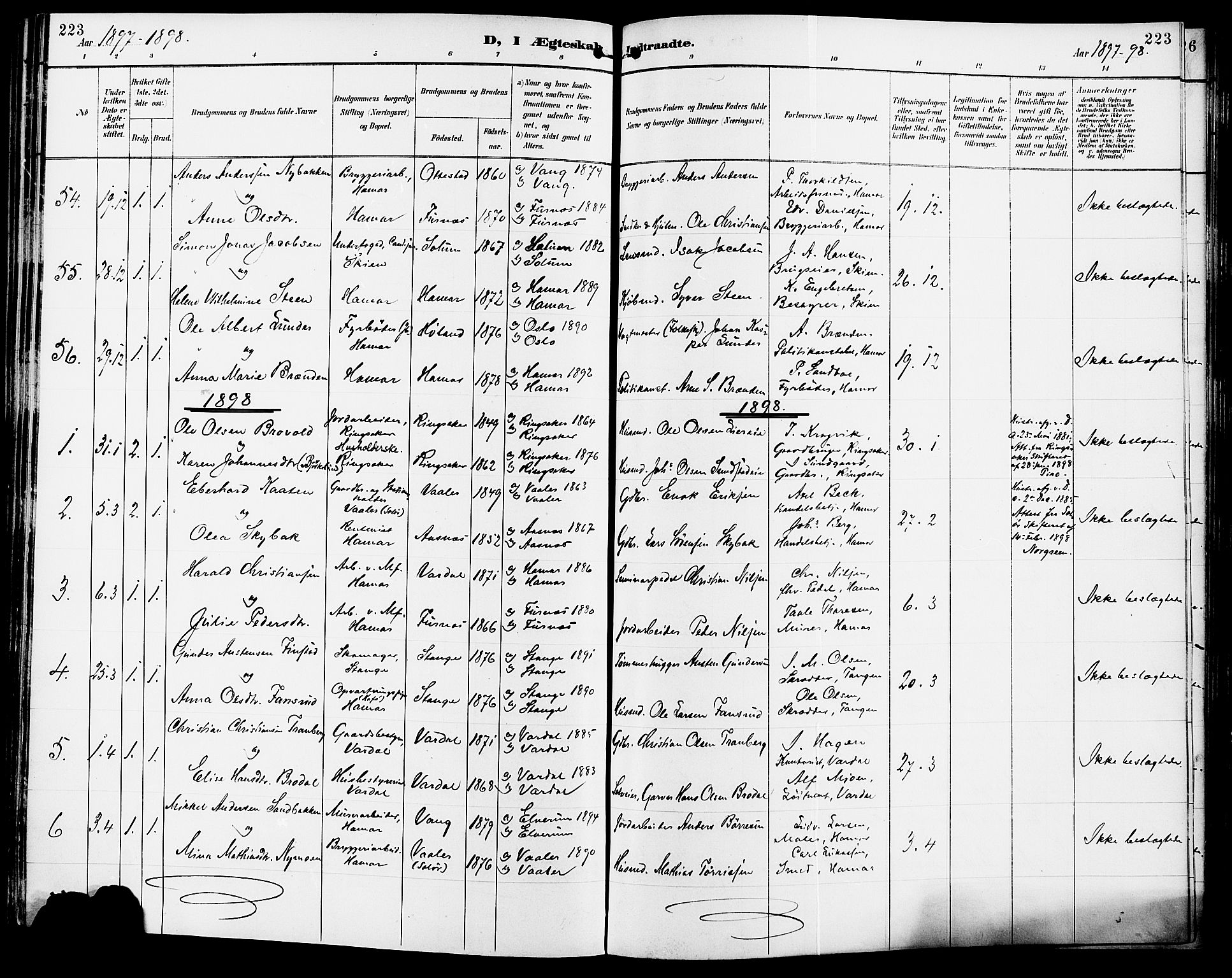 Vang prestekontor, Hedmark, AV/SAH-PREST-008/H/Ha/Haa/L0017: Parish register (official) no. 17, 1890-1899, p. 223