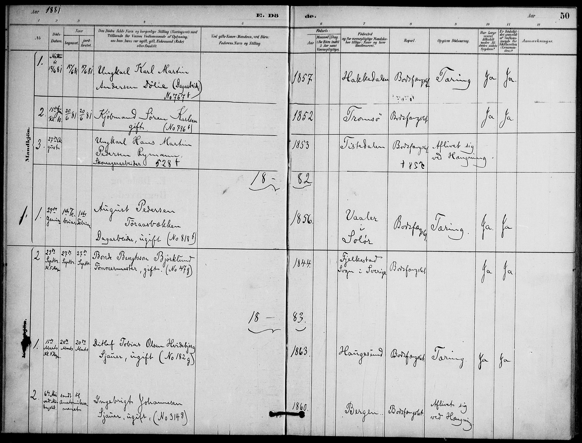 Botsfengslet prestekontor kirkebøker, SAO/A-11688a: Parish register (official) no. 2, 1881-1914, p. 50