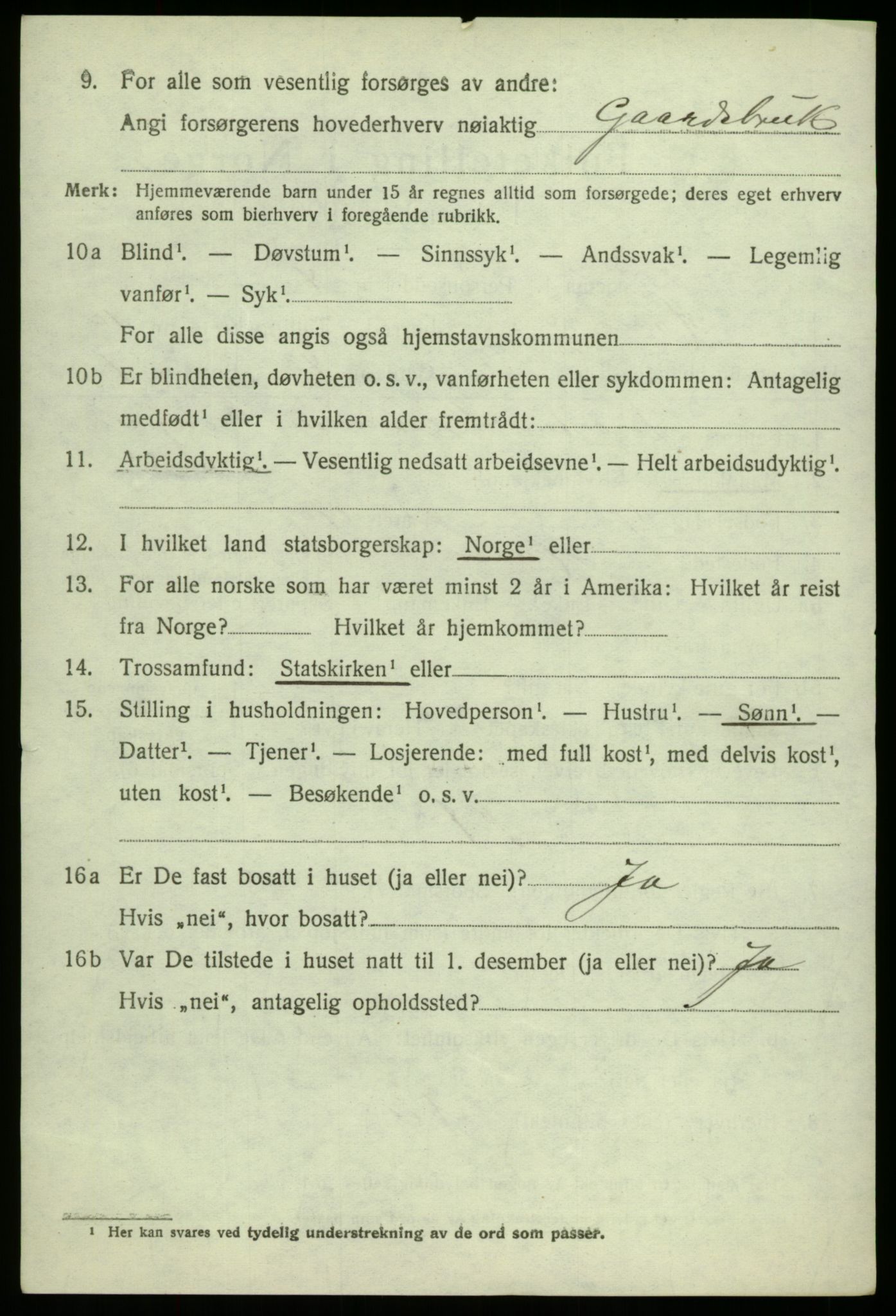 SAB, 1920 census for Haus, 1920, p. 6708