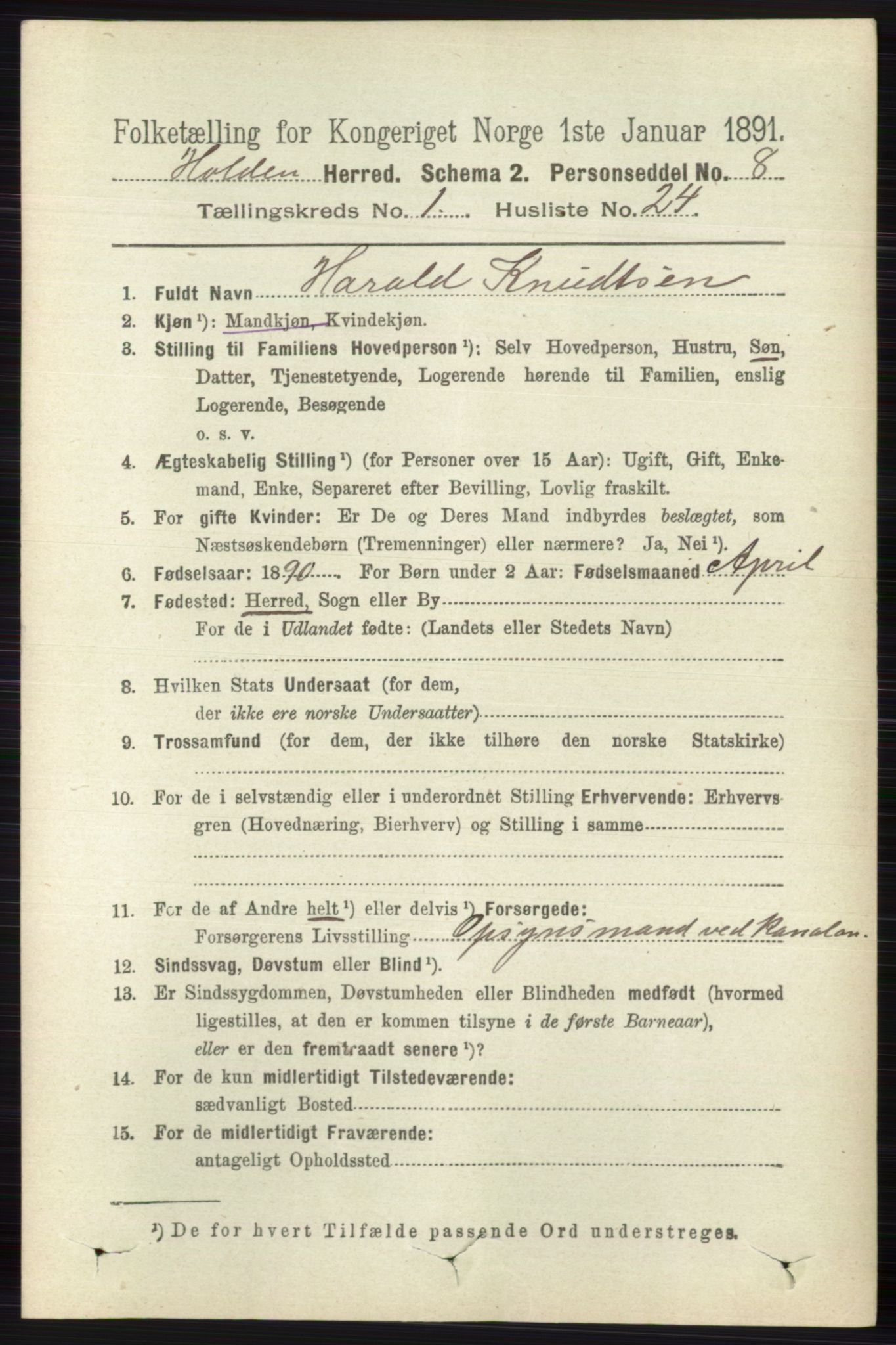 RA, 1891 census for 0819 Holla, 1891, p. 346