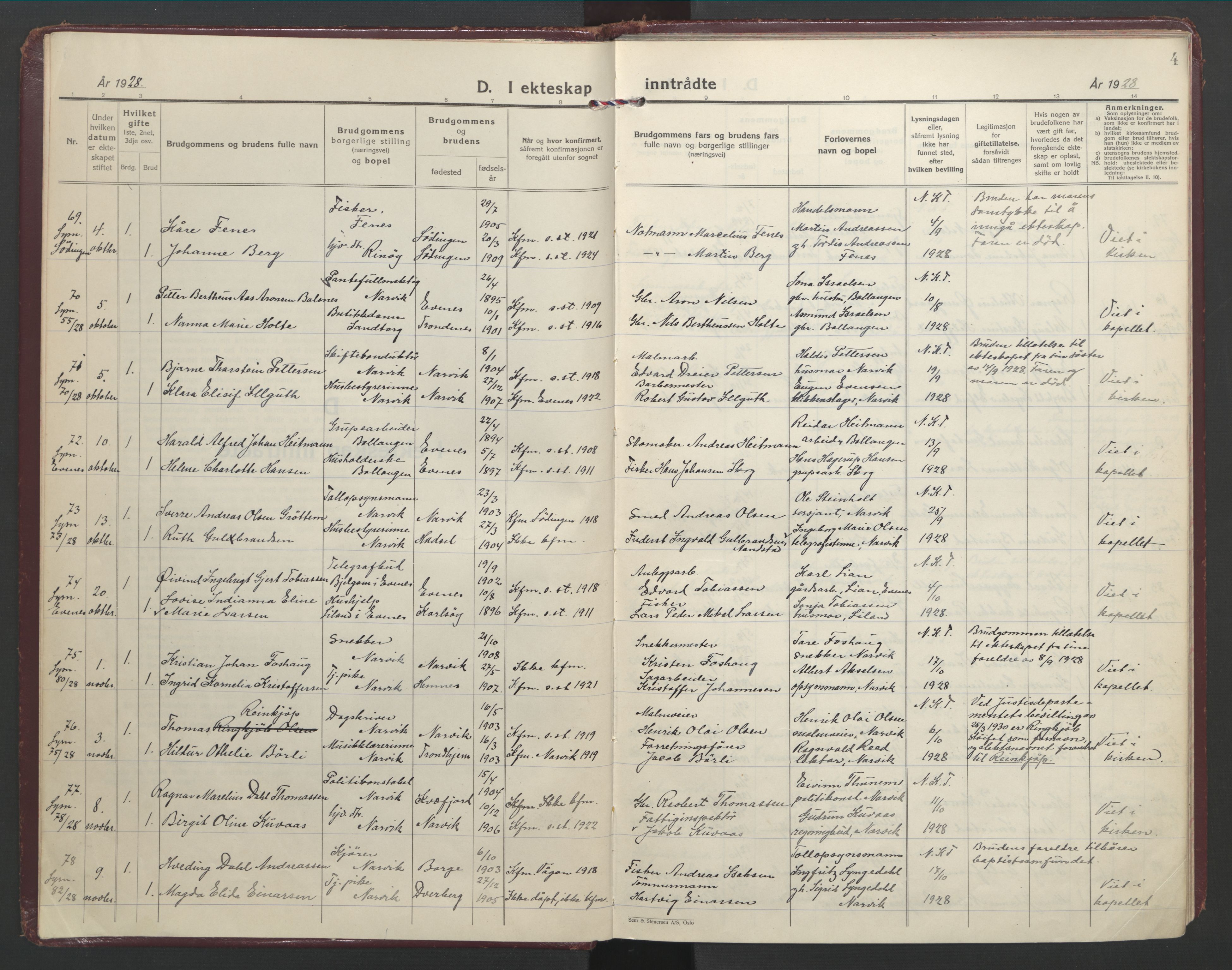 Ministerialprotokoller, klokkerbøker og fødselsregistre - Nordland, SAT/A-1459/871/L1006: Parish register (official) no. 871A22, 1928-1936, p. 4