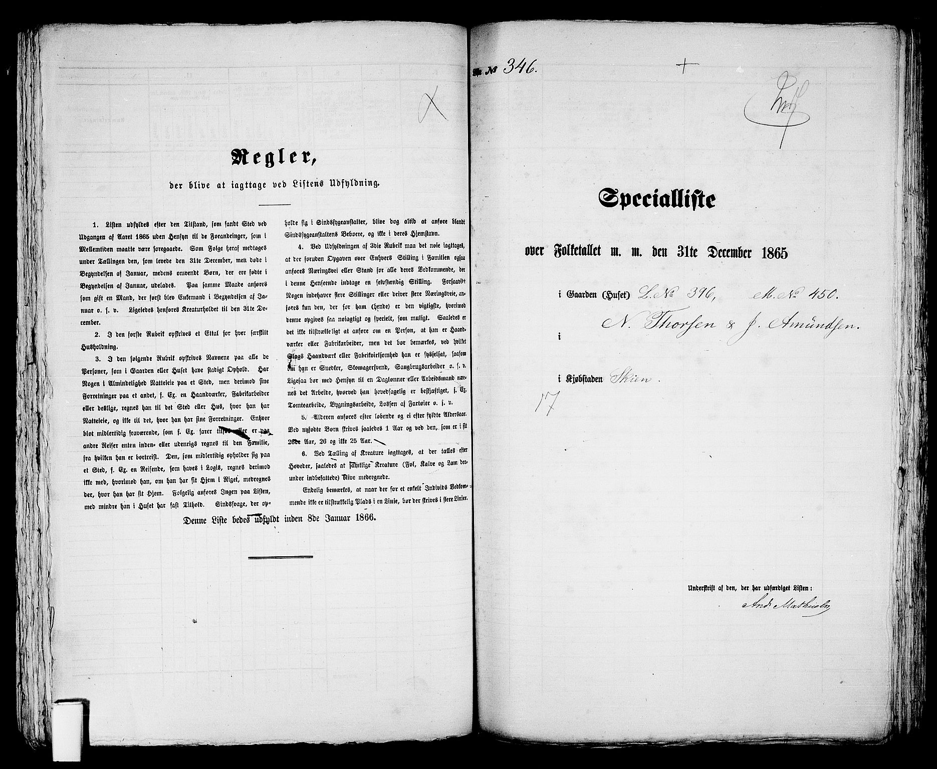 RA, 1865 census for Skien, 1865, p. 708