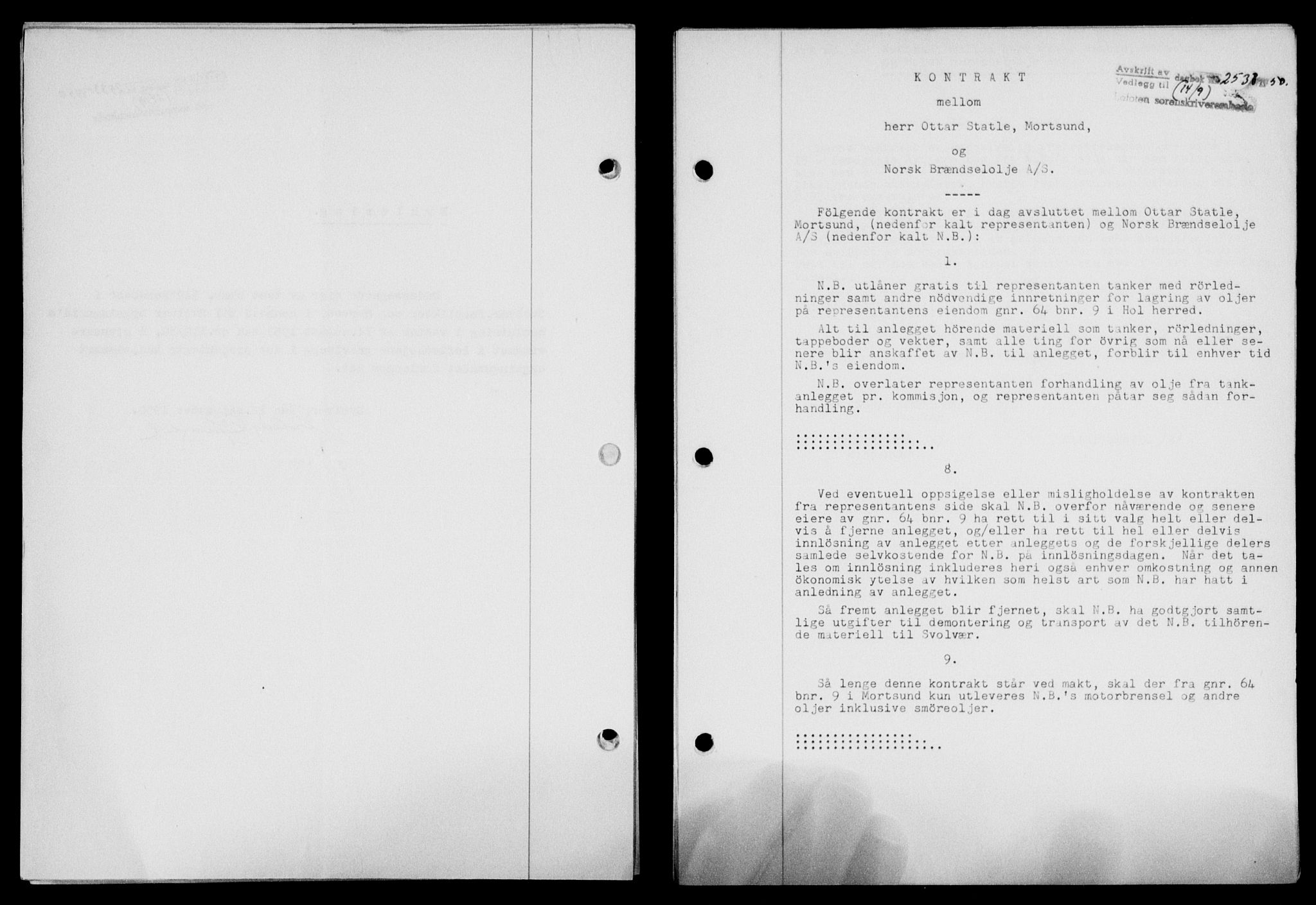 Lofoten sorenskriveri, SAT/A-0017/1/2/2C/L0024a: Mortgage book no. 24a, 1950-1950, Diary no: : 2538/1950