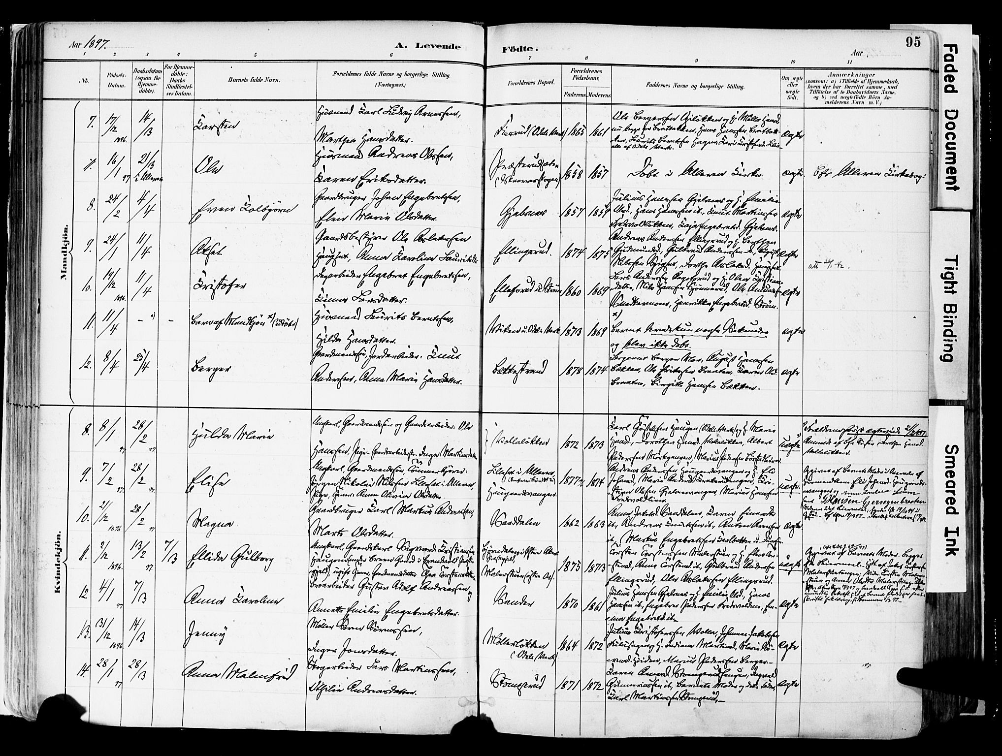 Sør-Odal prestekontor, AV/SAH-PREST-030/H/Ha/Haa/L0006: Parish register (official) no. 6, 1886-1931, p. 95