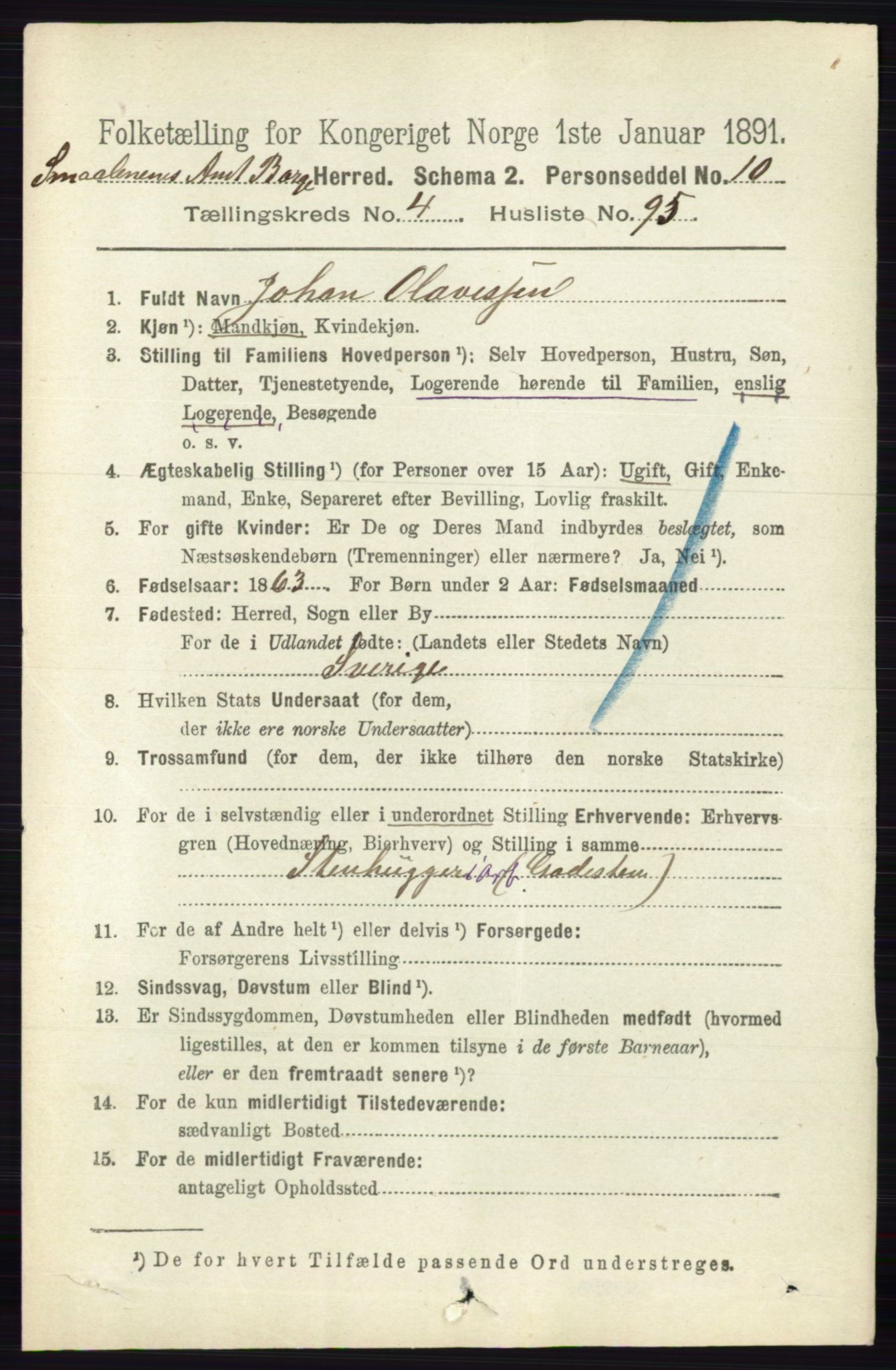 RA, 1891 census for 0113 Borge, 1891, p. 2308