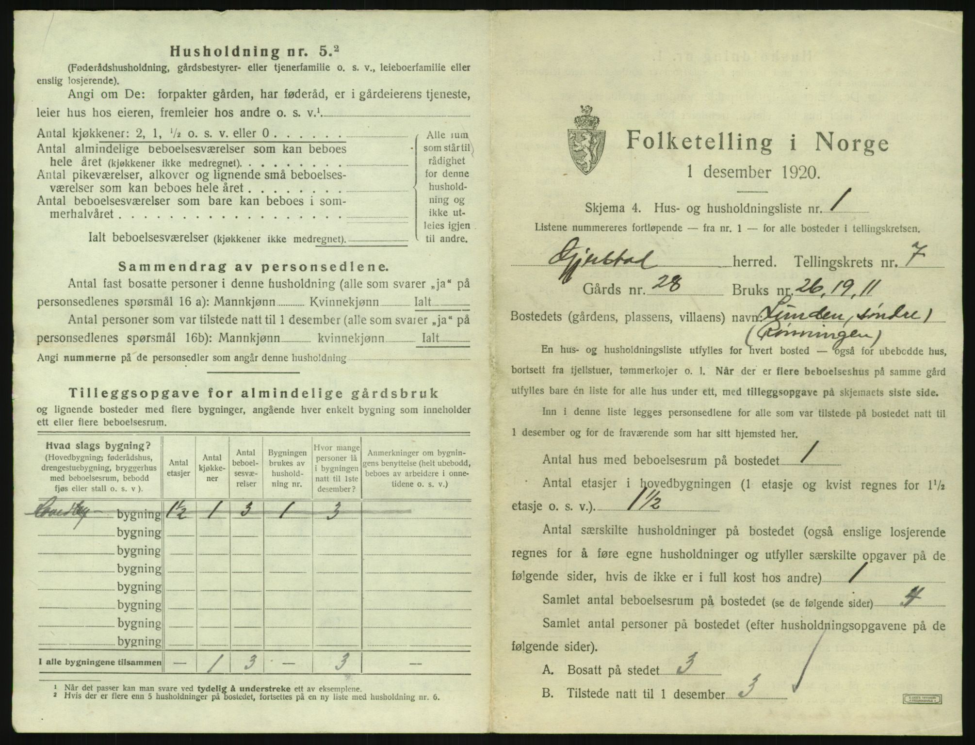 SAK, 1920 census for Gjerstad, 1920, p. 689