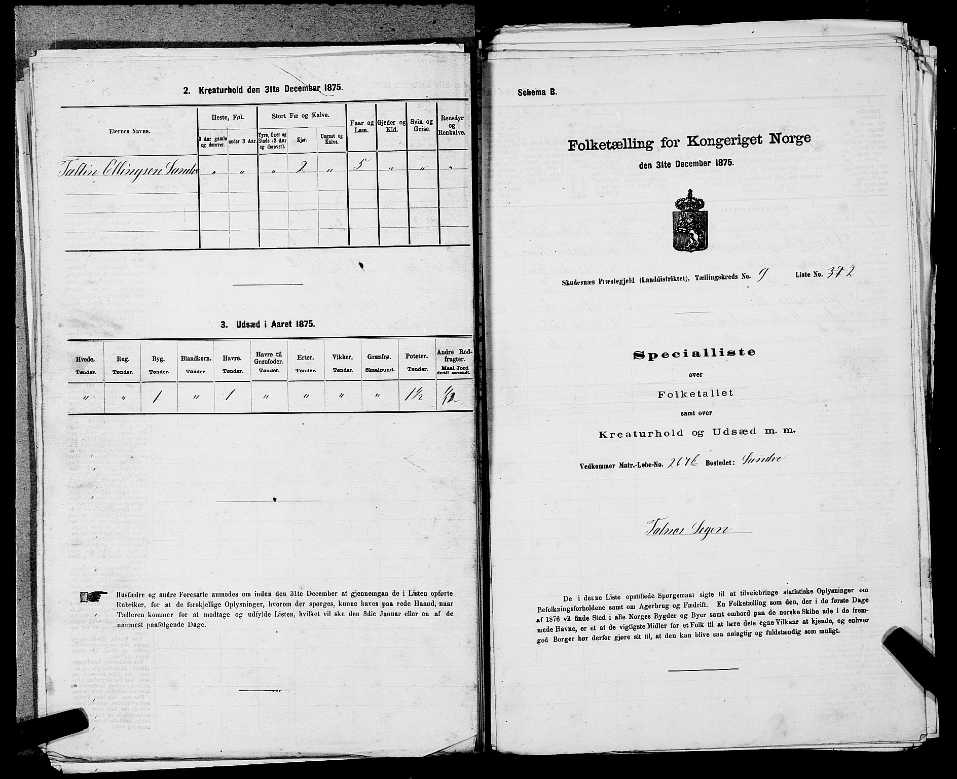 SAST, 1875 census for 1150L Skudenes/Falnes, Åkra og Ferkingstad, 1875, p. 1220