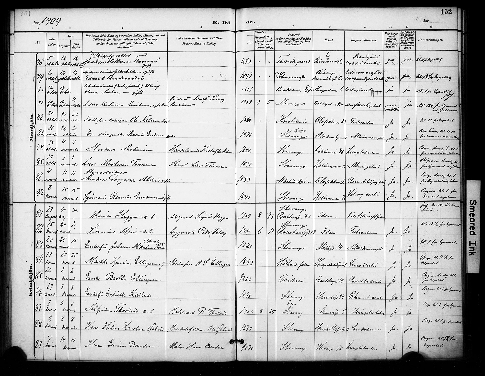 Domkirken sokneprestkontor, SAST/A-101812/001/30/30BA/L0032: Parish register (official) no. A 31, 1896-1917, p. 152