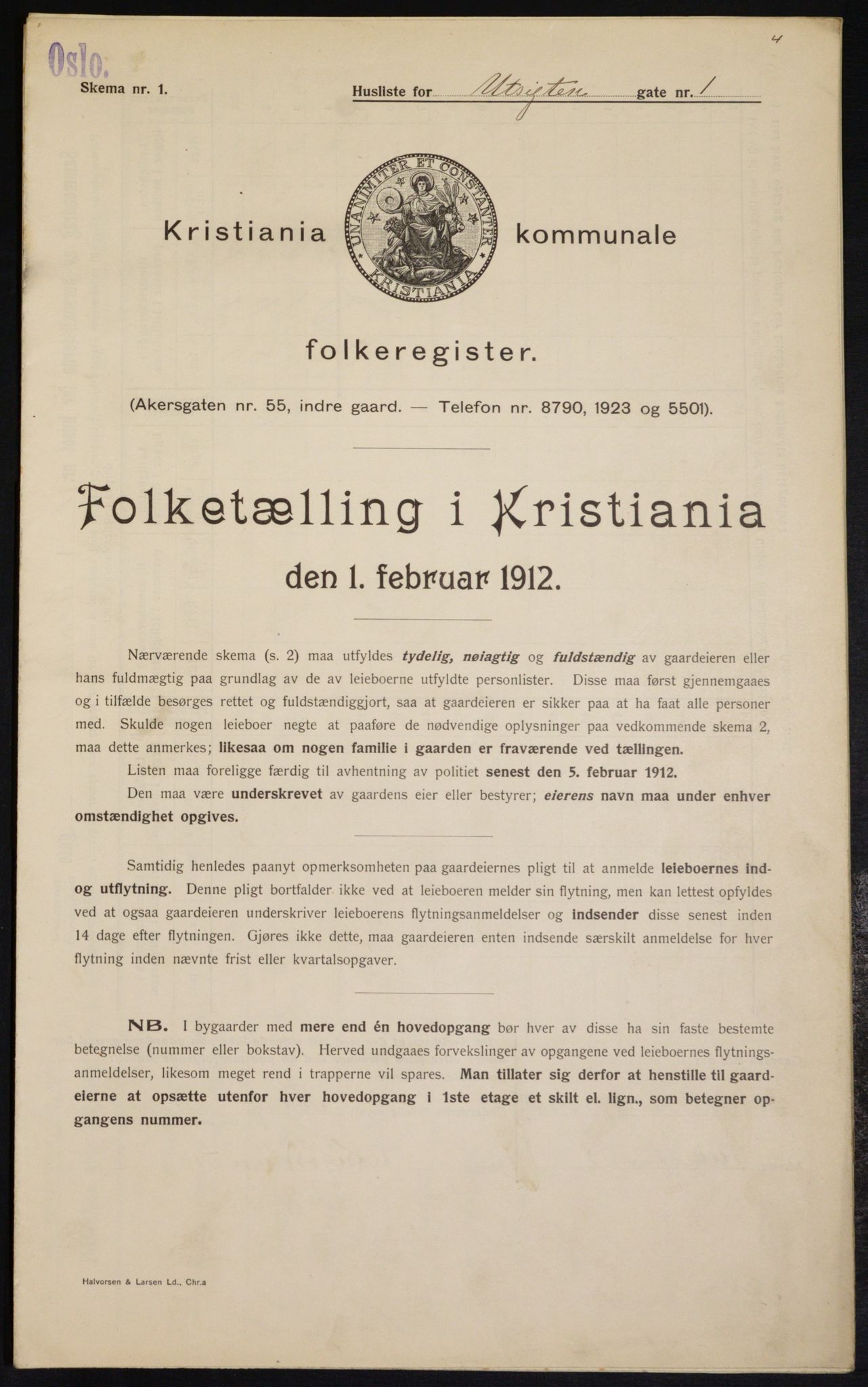 OBA, Municipal Census 1912 for Kristiania, 1912, p. 121324