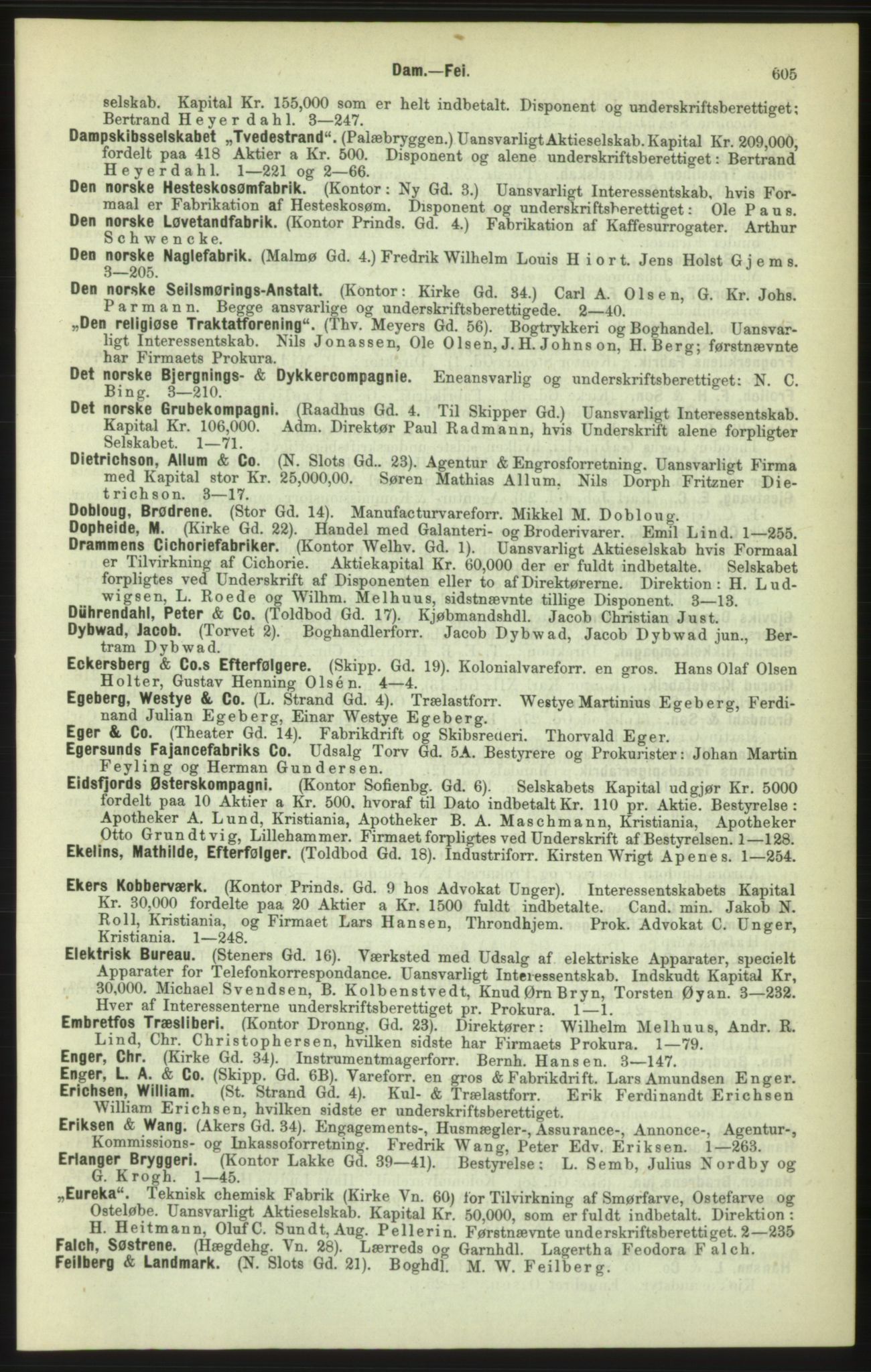 Kristiania/Oslo adressebok, PUBL/-, 1886, p. 605