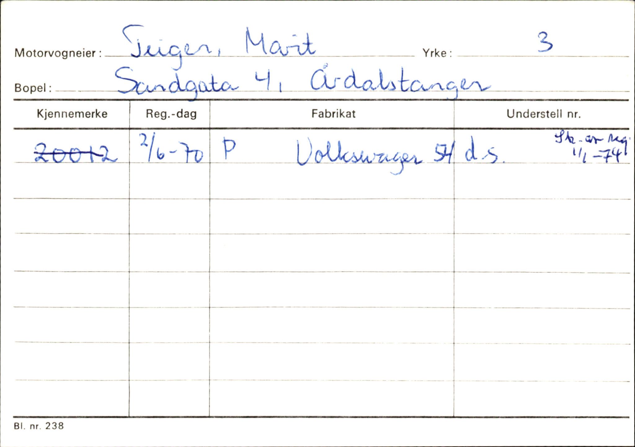 Statens vegvesen, Sogn og Fjordane vegkontor, AV/SAB-A-5301/4/F/L0146: Registerkort Årdal R-Å samt diverse kort, 1945-1975, p. 866