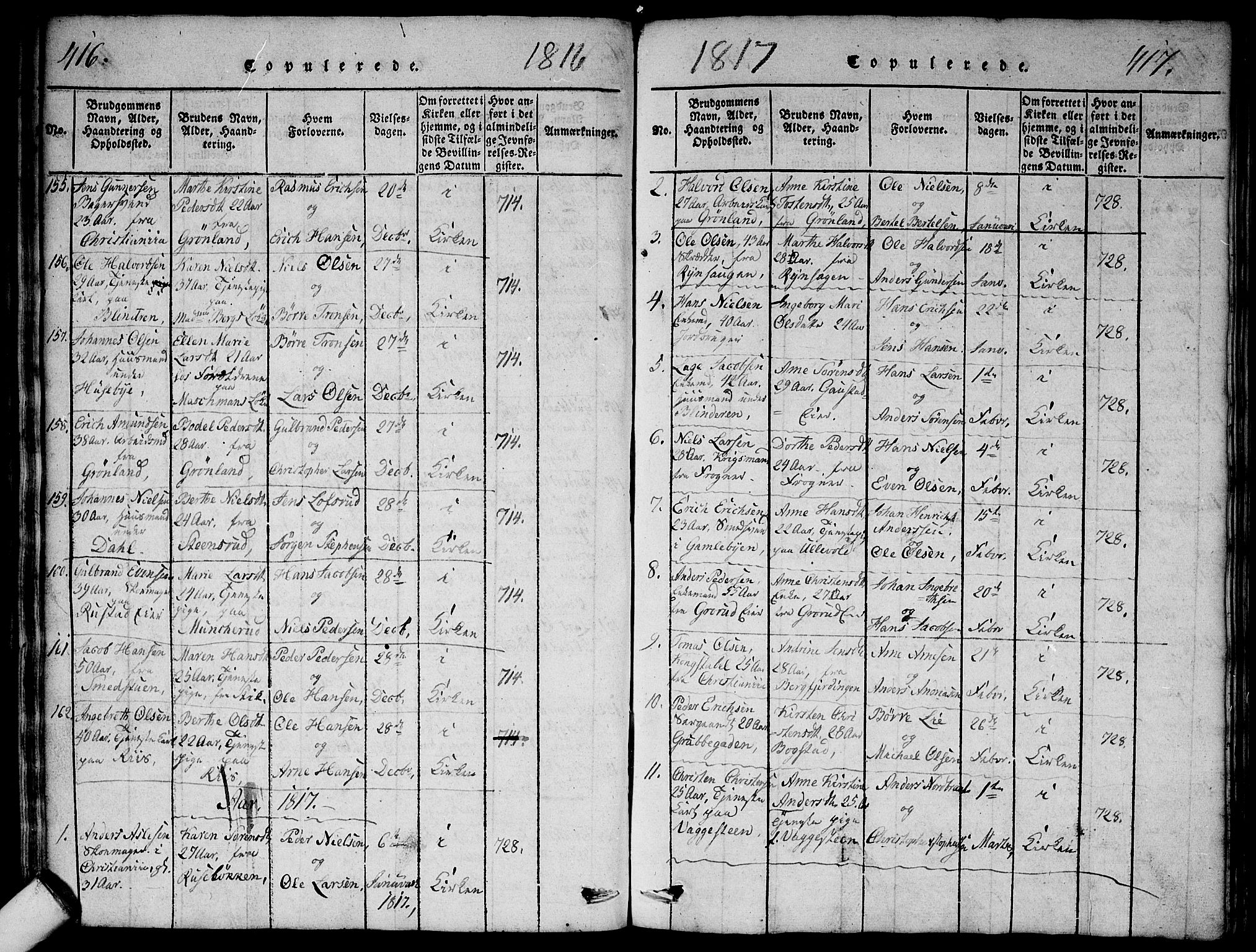 Aker prestekontor kirkebøker, SAO/A-10861/G/L0002: Parish register (copy) no. 2, 1815-1819, p. 416-417