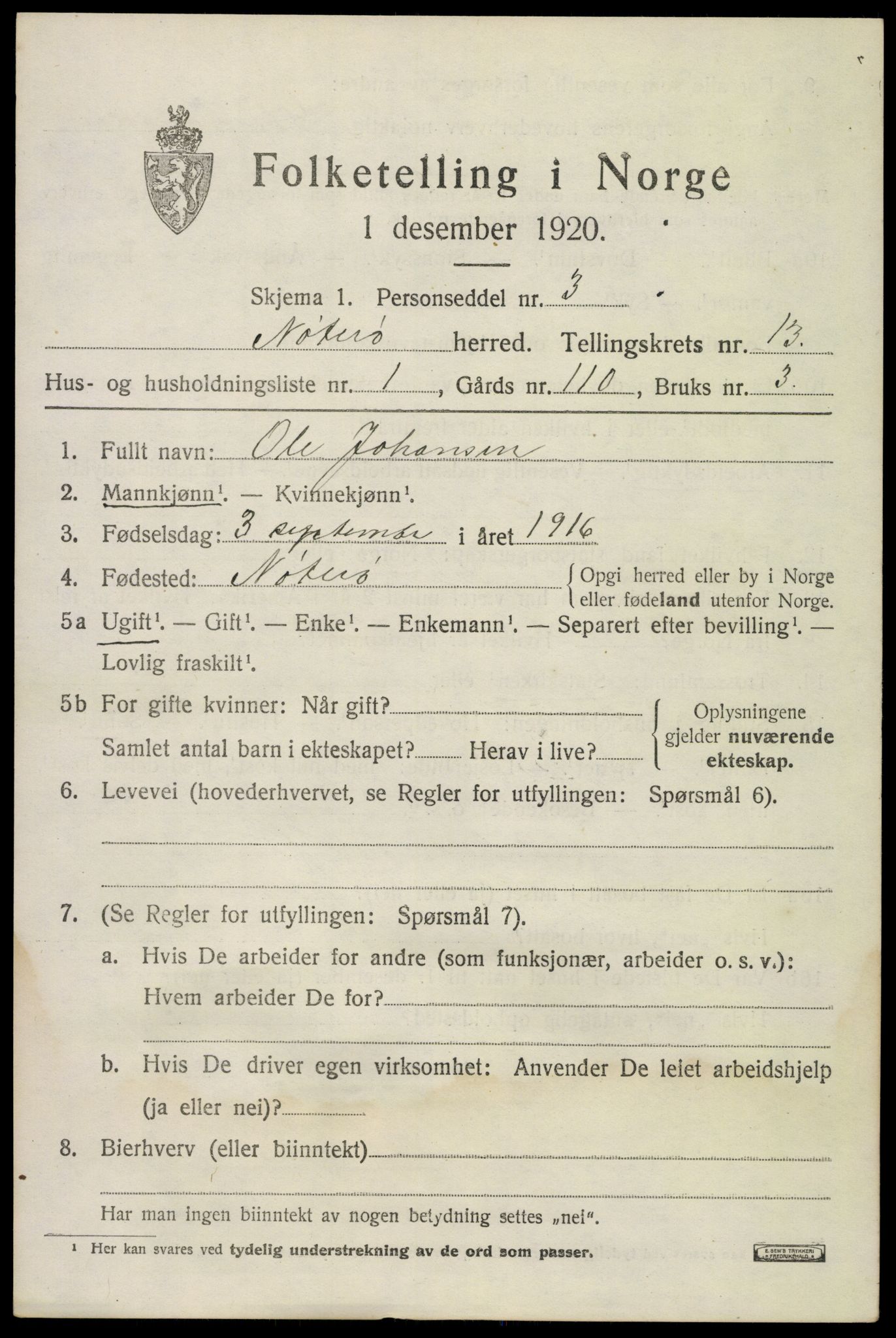 SAKO, 1920 census for Nøtterøy, 1920, p. 15179