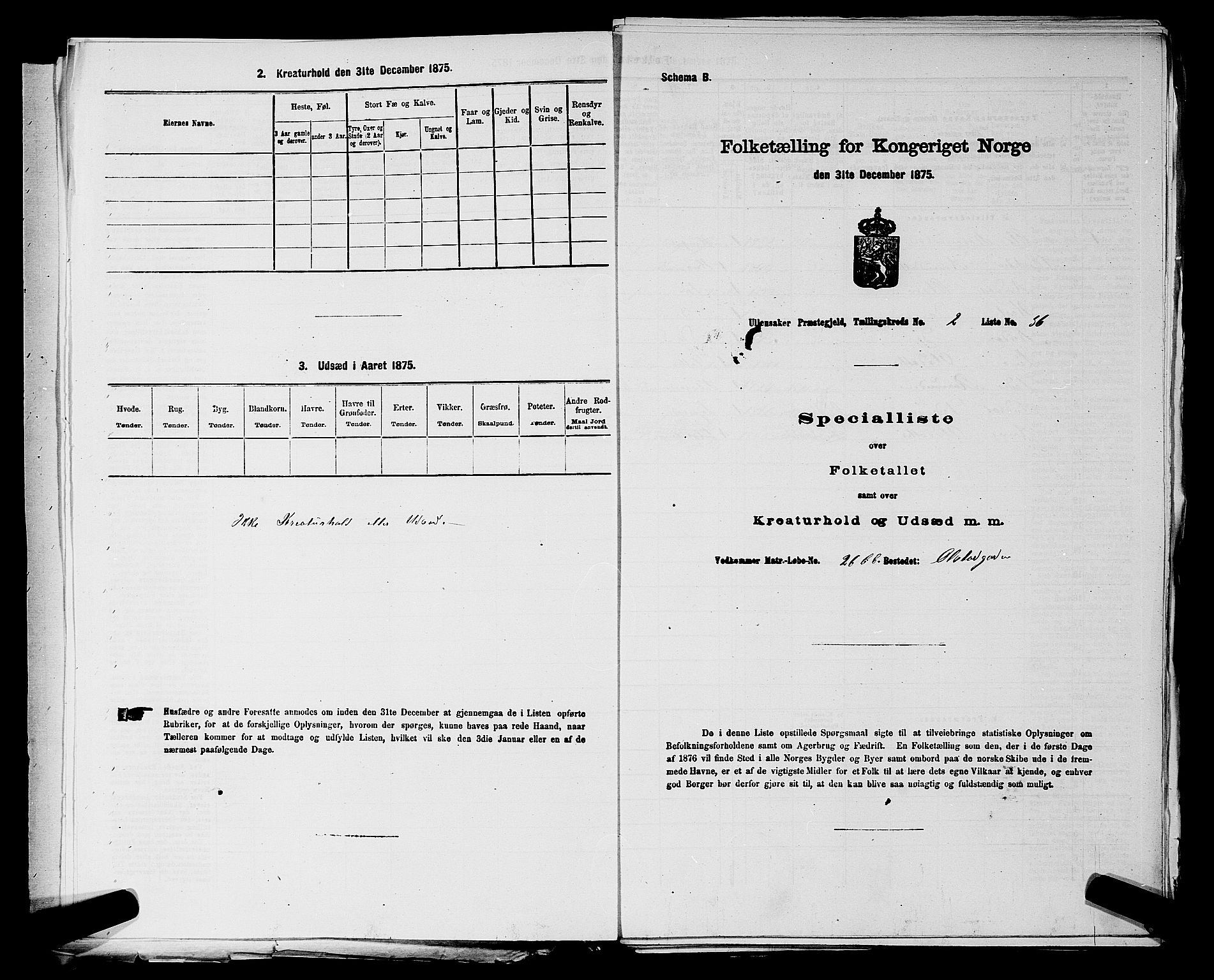 RA, 1875 census for 0235P Ullensaker, 1875, p. 168