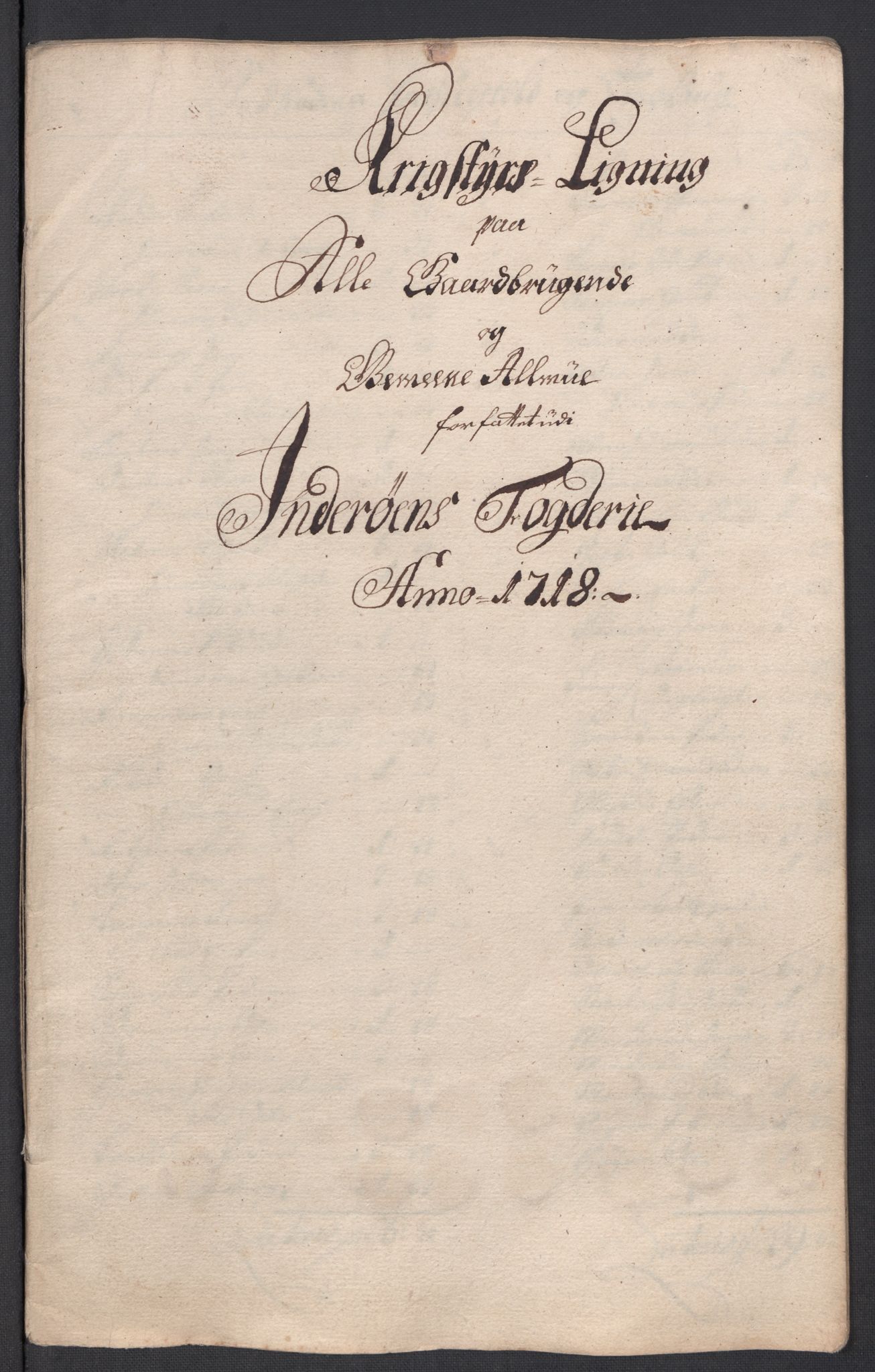 Rentekammeret inntil 1814, Reviderte regnskaper, Fogderegnskap, AV/RA-EA-4092/R63/L4326: Fogderegnskap Inderøy, 1718, p. 152