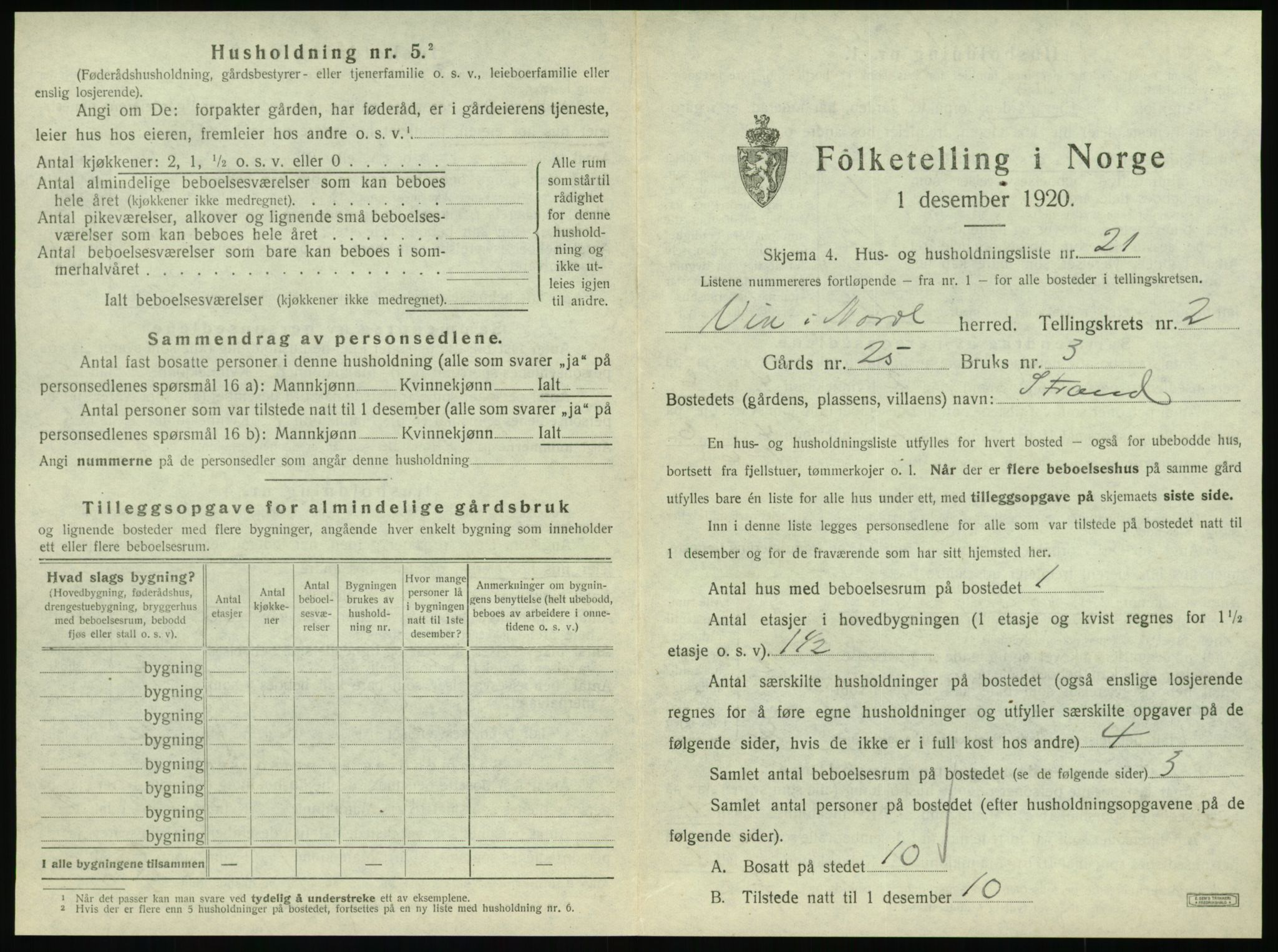 SAT, 1920 census for Vik, 1920, p. 117