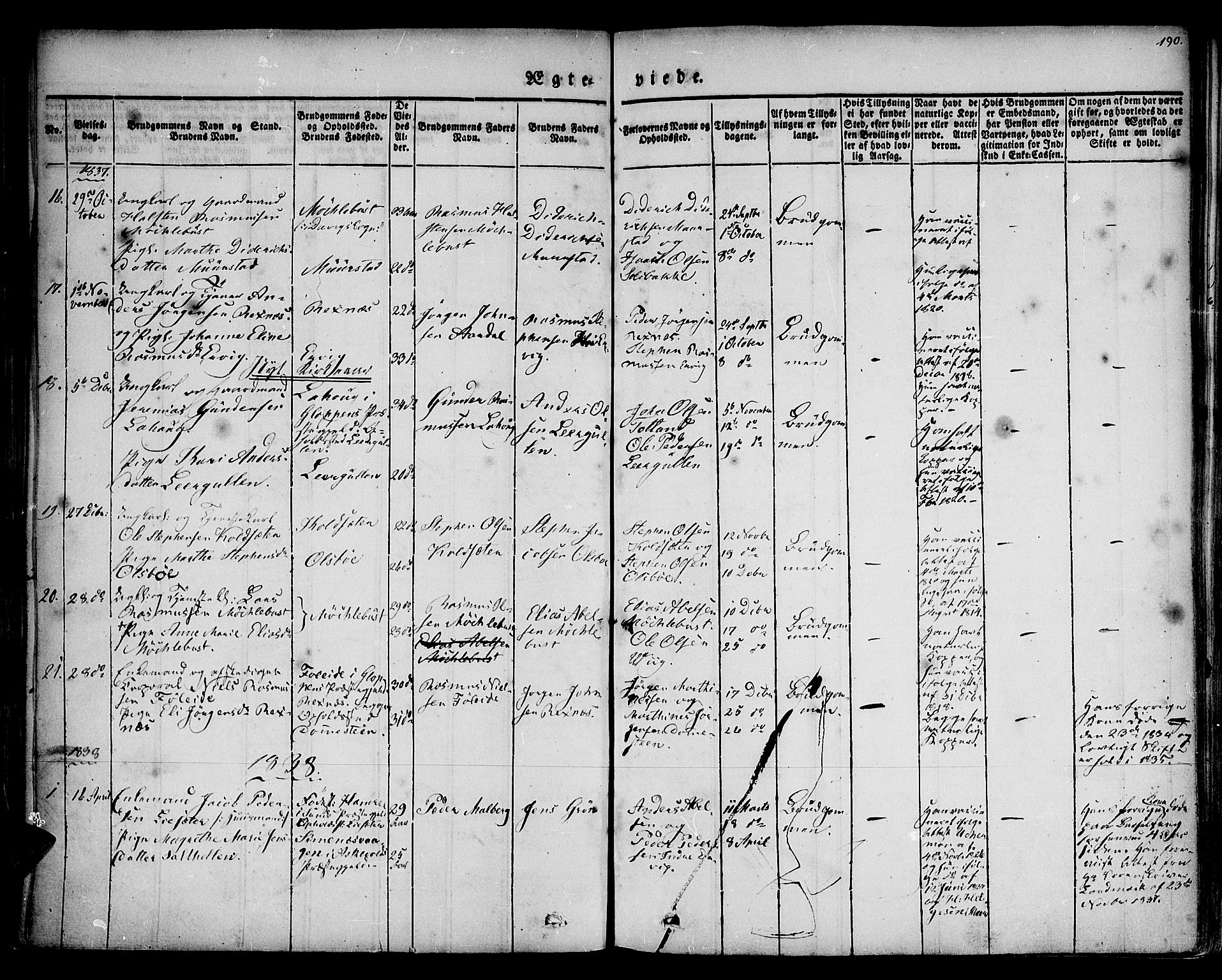 Davik sokneprestembete, AV/SAB-A-79701/H/Haa/Haaa/L0004: Parish register (official) no. A 4, 1830-1849, p. 190