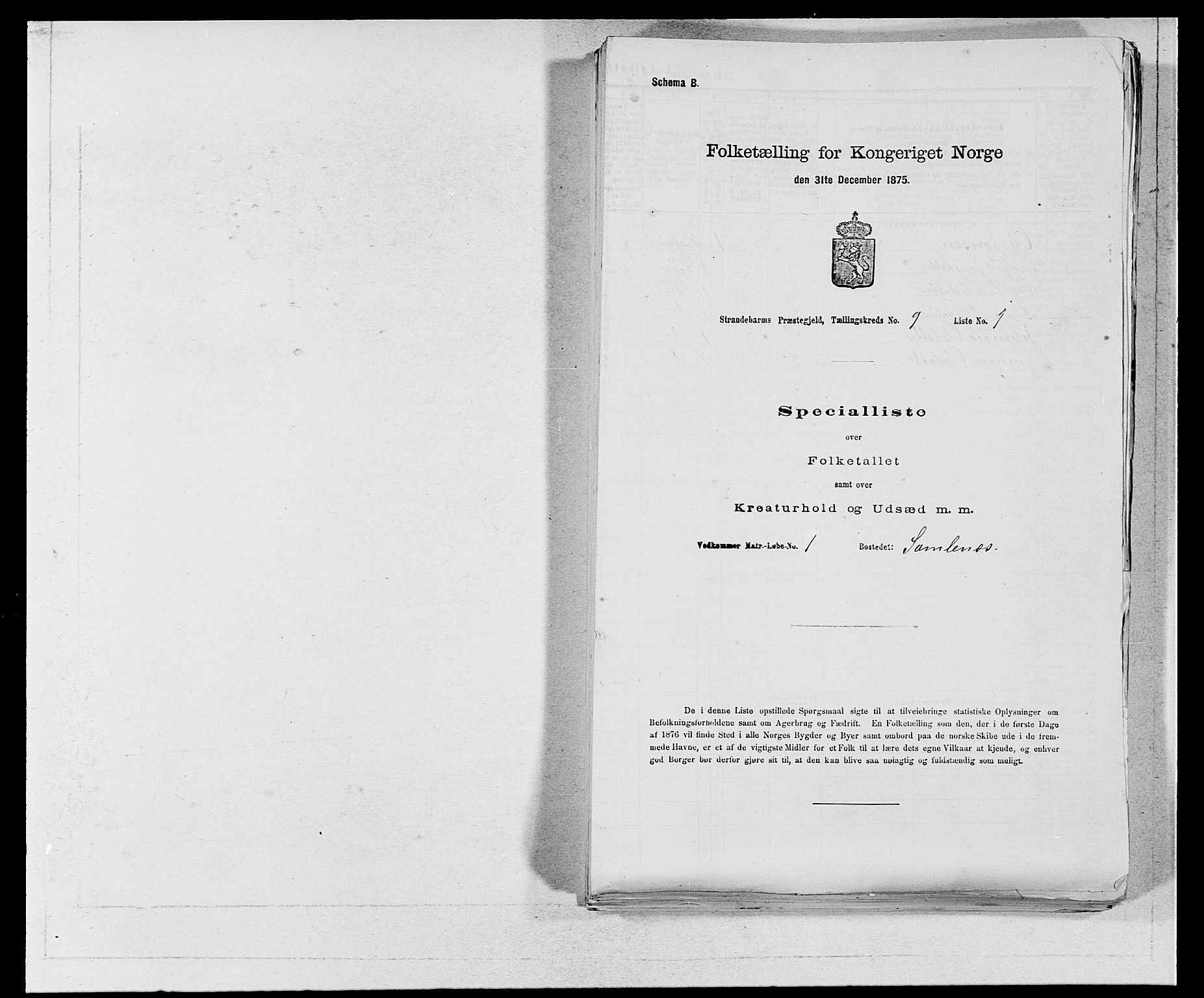 SAB, 1875 census for 1226P Strandebarm, 1875, p. 1165