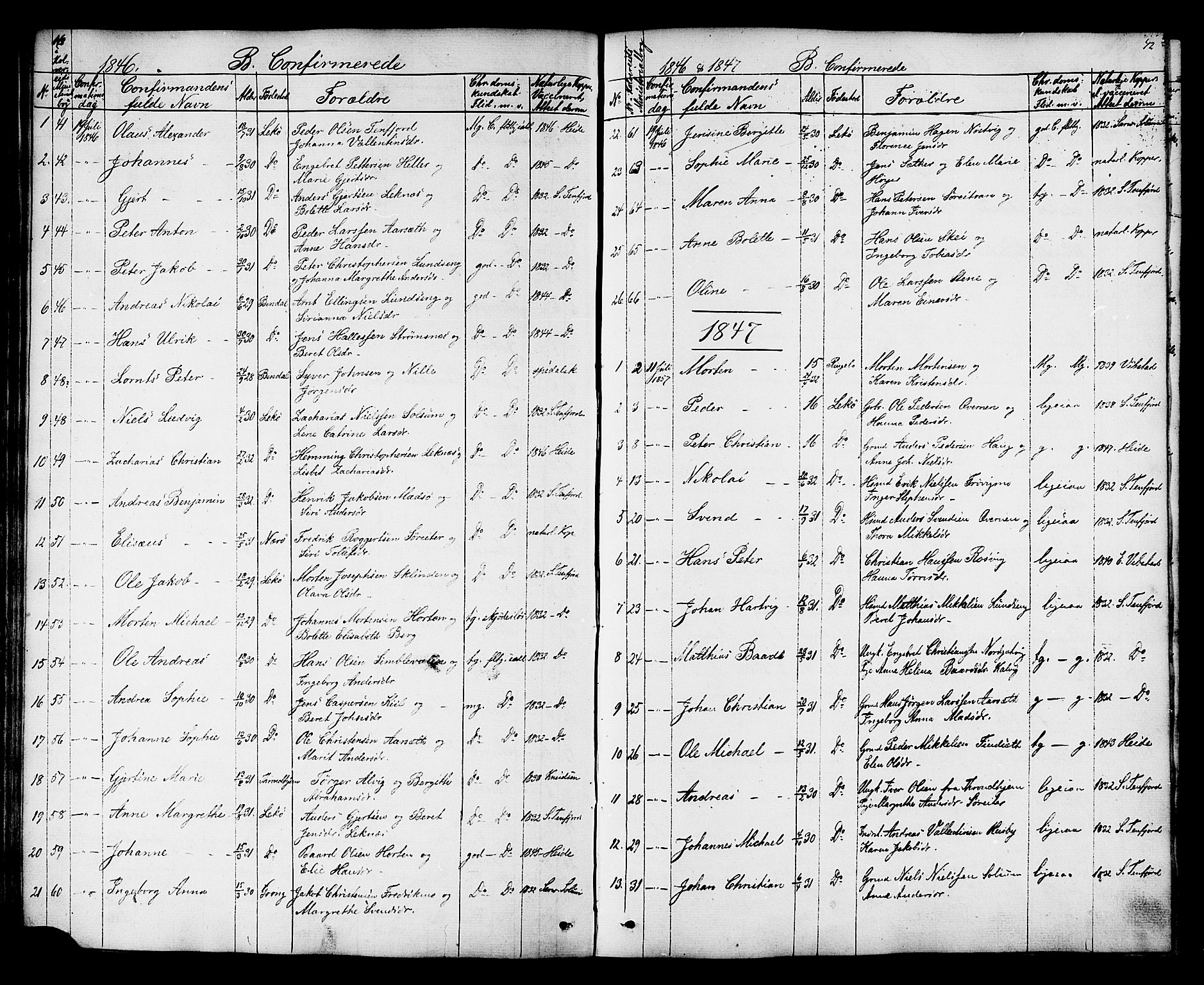 Ministerialprotokoller, klokkerbøker og fødselsregistre - Nord-Trøndelag, SAT/A-1458/788/L0695: Parish register (official) no. 788A02, 1843-1862, p. 42