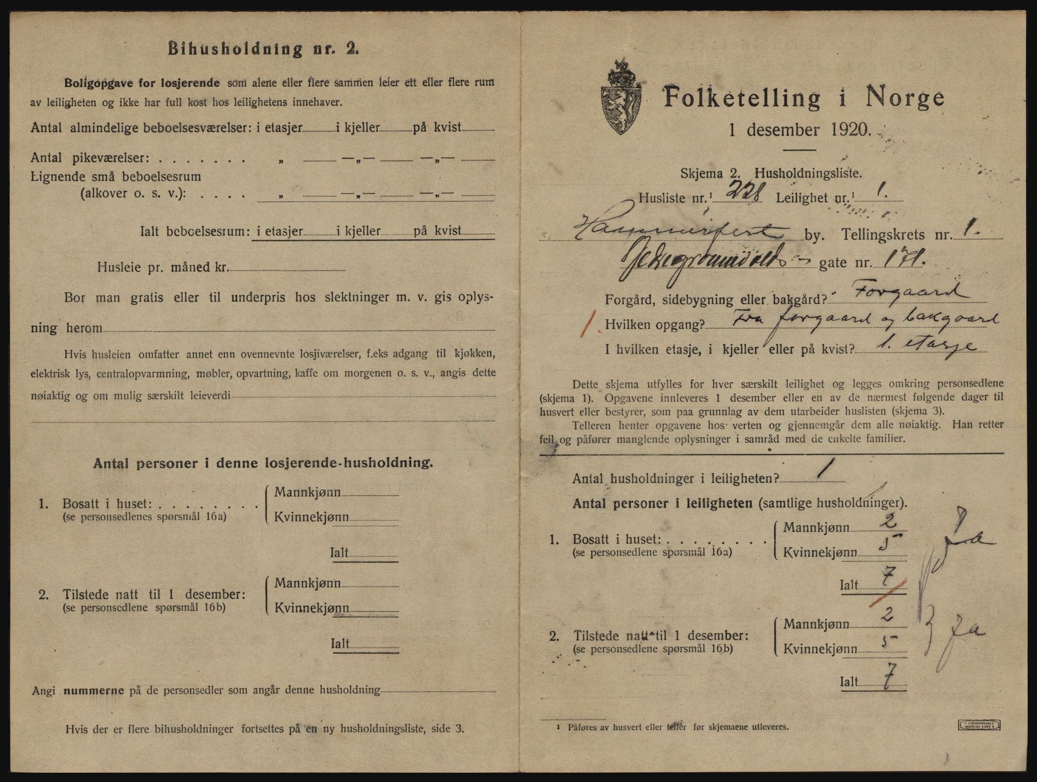 SATØ, 1920 census for Hammerfest, 1920, p. 1684