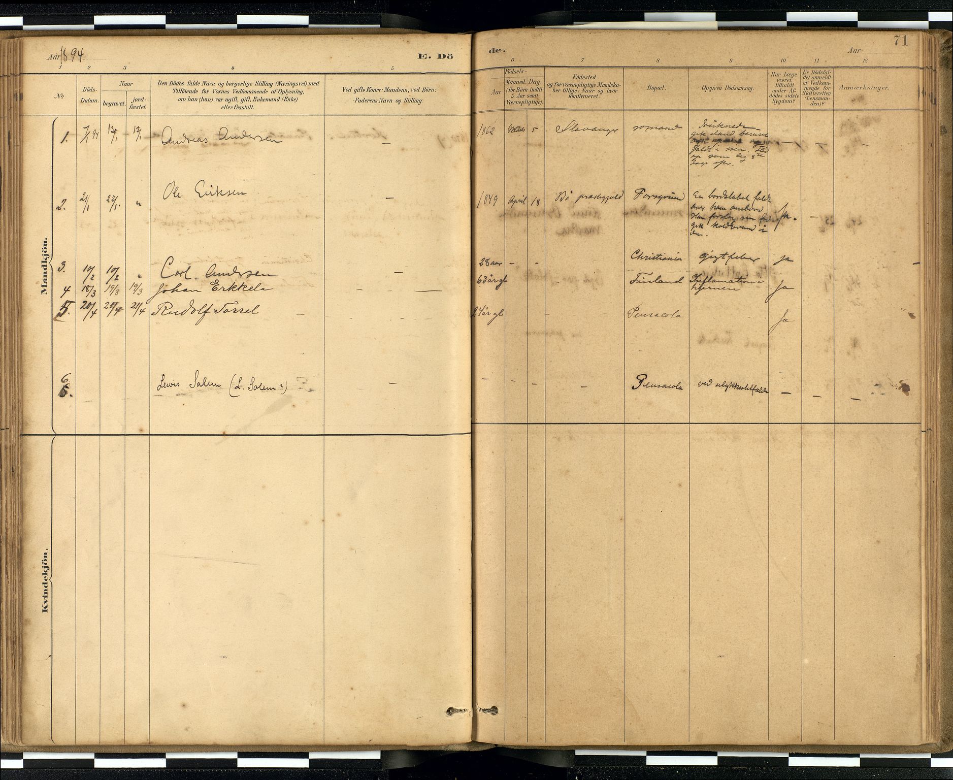 Den norske sjømannsmisjon i utlandet / Quebec (Canada) samt Pensacola--Savannah-Mobile-New Orleans-Gulfport (Gulfhamnene i USA), SAB/SAB/PA-0114/H/Ha/L0001: Parish register (official) no. A 1, 1887-1924, p. 70b-71a