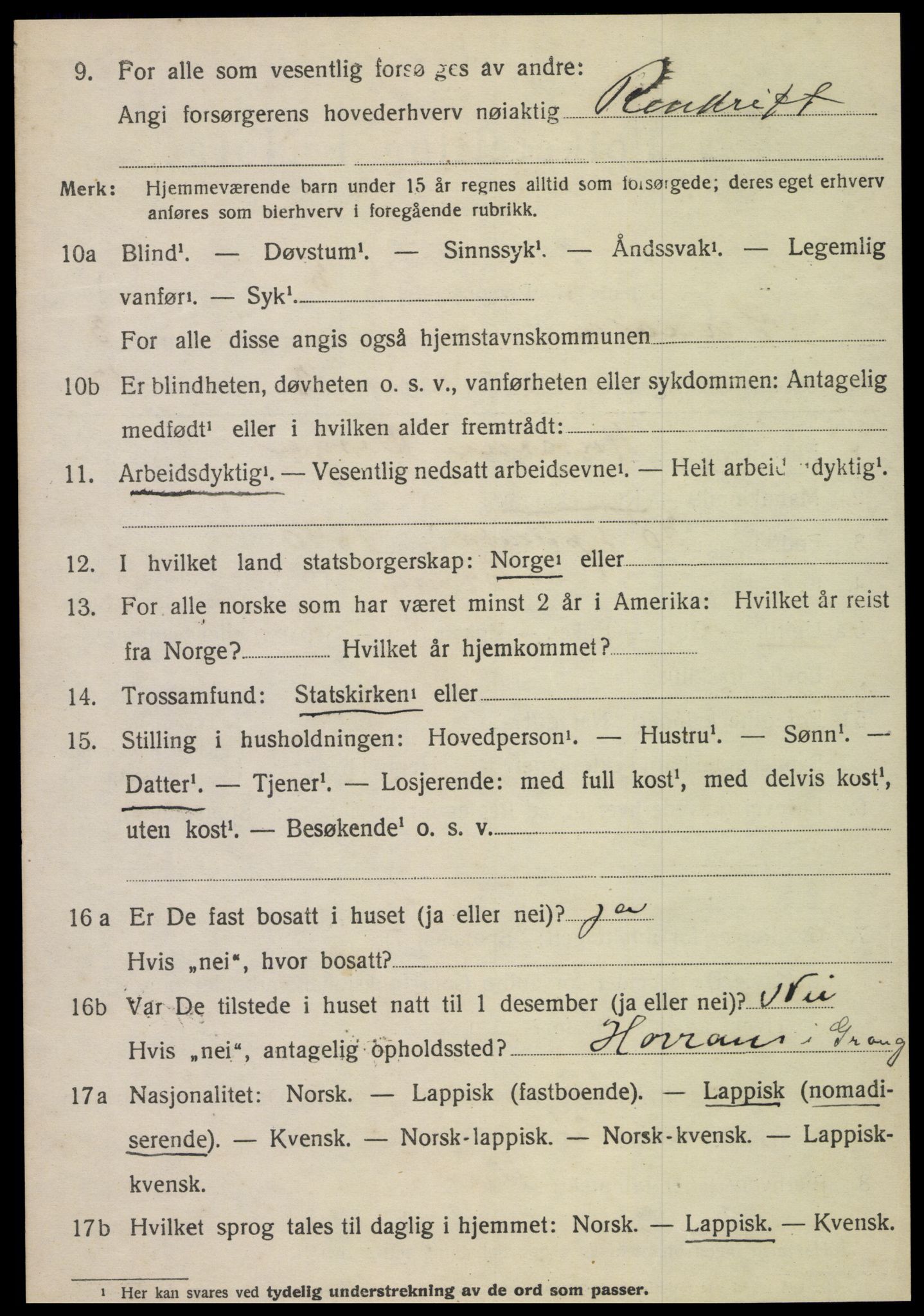 SAT, 1920 census for Snåsa, 1920, p. 1949