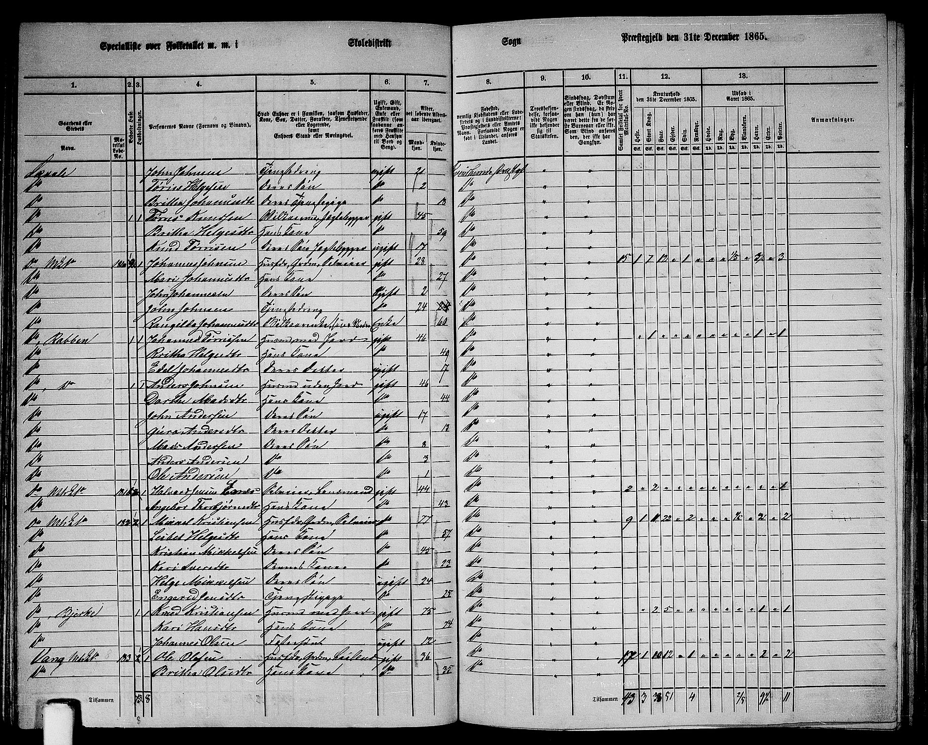 RA, 1865 census for Kvinnherad, 1865, p. 95