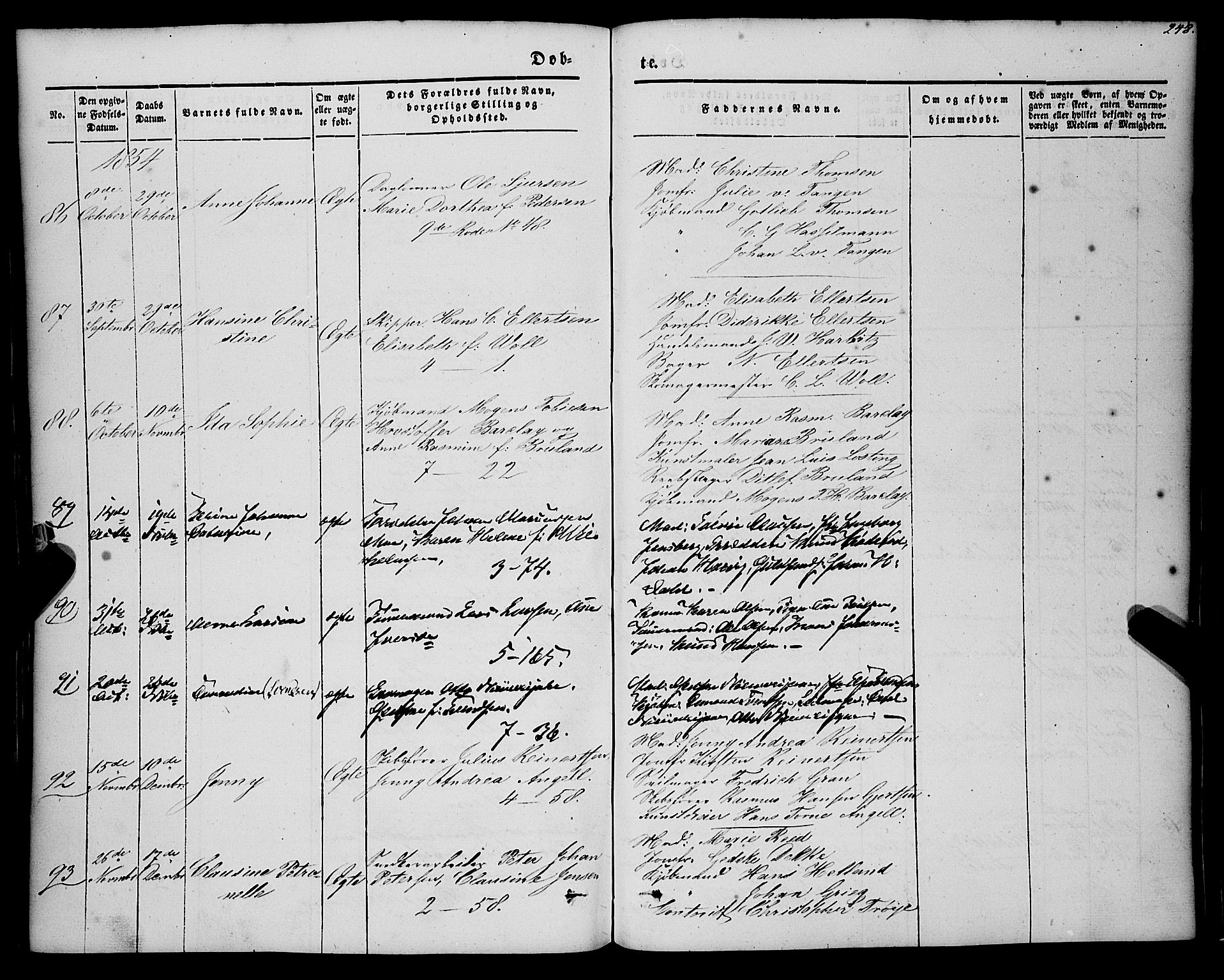 Nykirken Sokneprestembete, AV/SAB-A-77101/H/Haa/L0014: Parish register (official) no. B 1, 1844-1858, p. 248